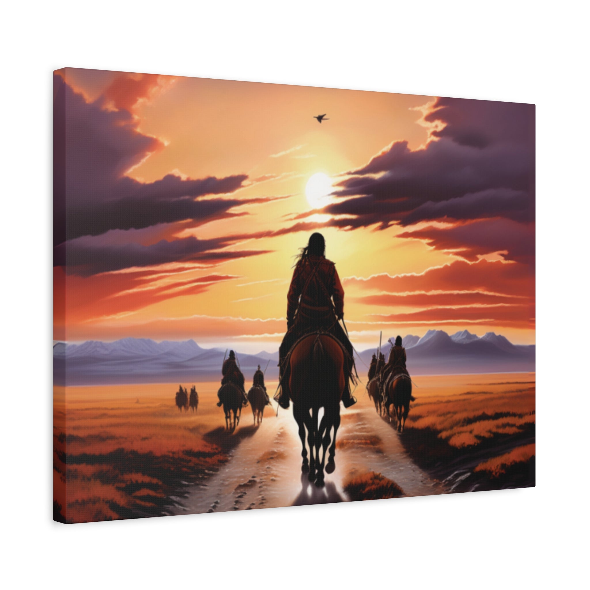 Sunset Horse Riding Canvas Art, Equestrian Home Decor, Wall Art, Western Art, Nature Lover Gift, Rustic Decor