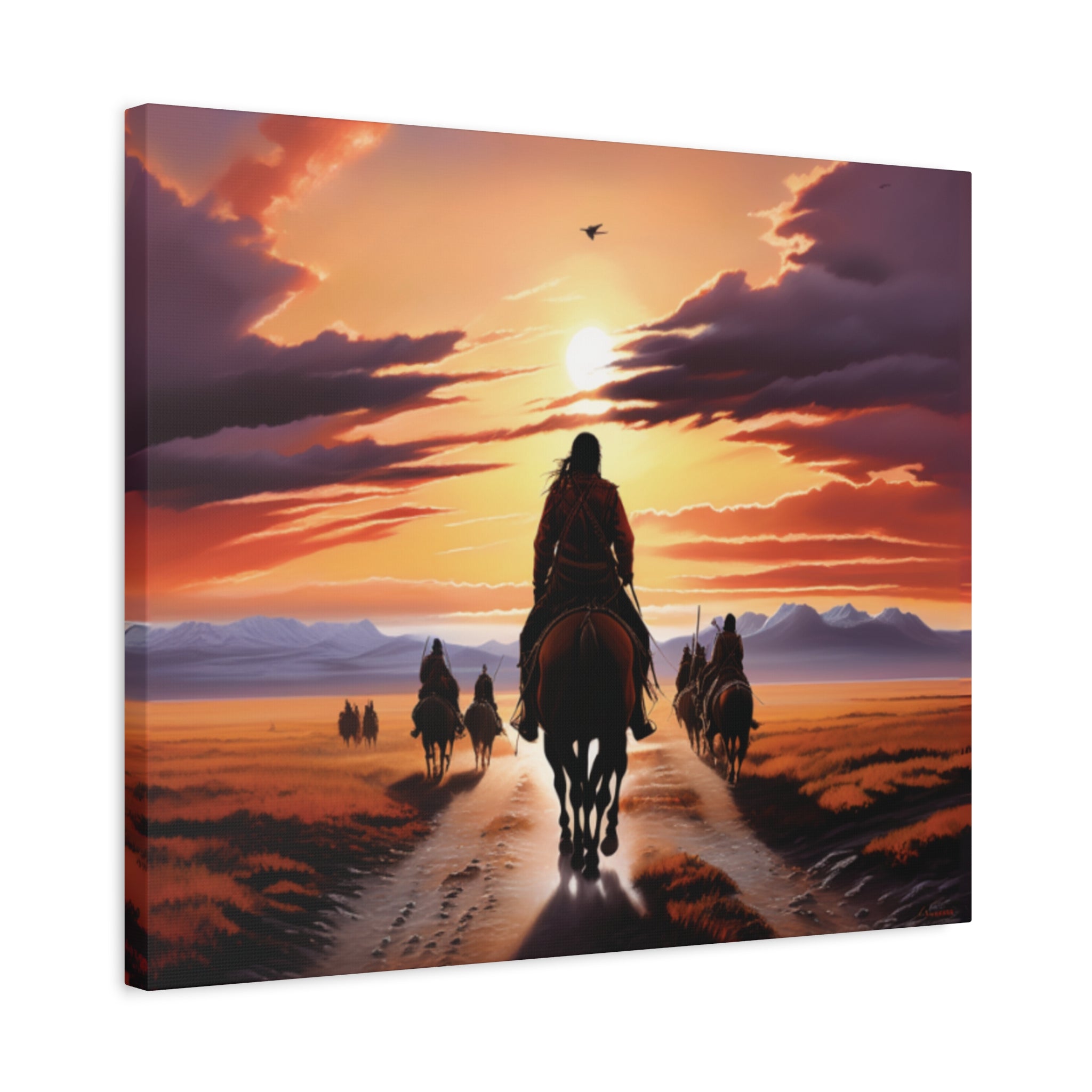 Sunset Horse Riding Canvas Art, Equestrian Home Decor, Wall Art, Western Art, Nature Lover Gift, Rustic Decor