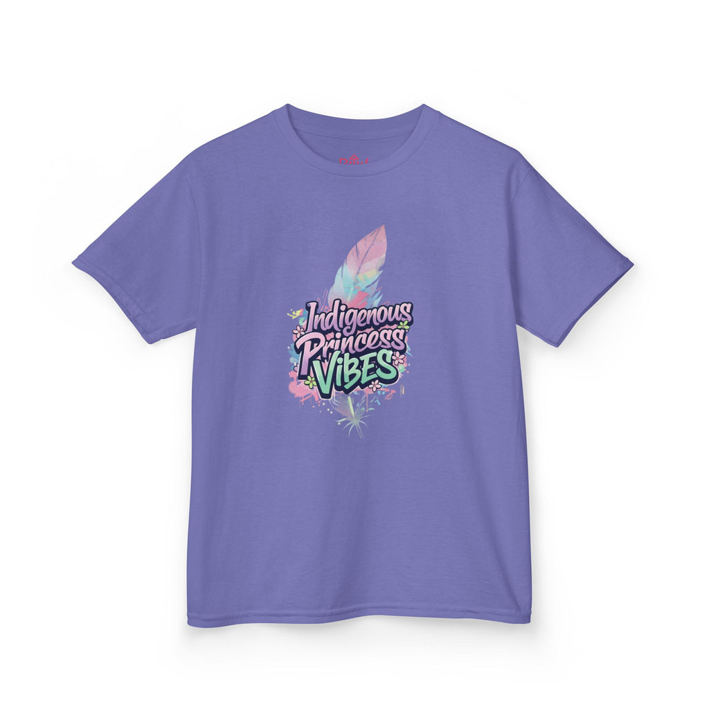 Kids Tee — "Indigenous Princess Vibes" Pastel Feather Graphic