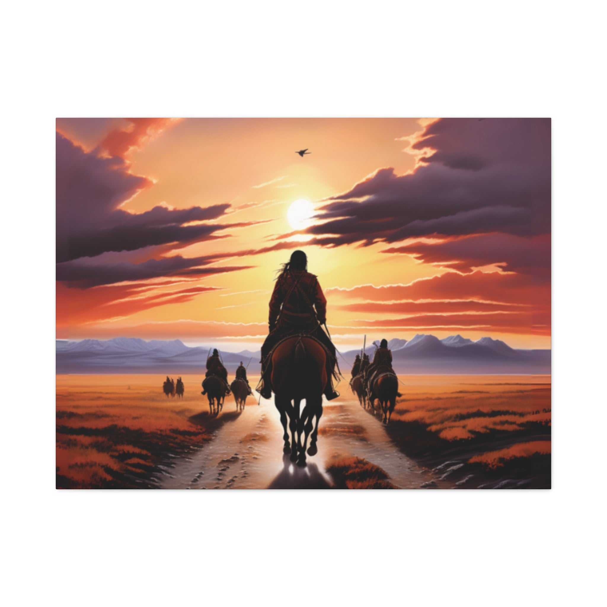 Sunset Horse Riding Canvas Art, Equestrian Home Decor, Wall Art, Western Art, Nature Lover Gift, Rustic Decor