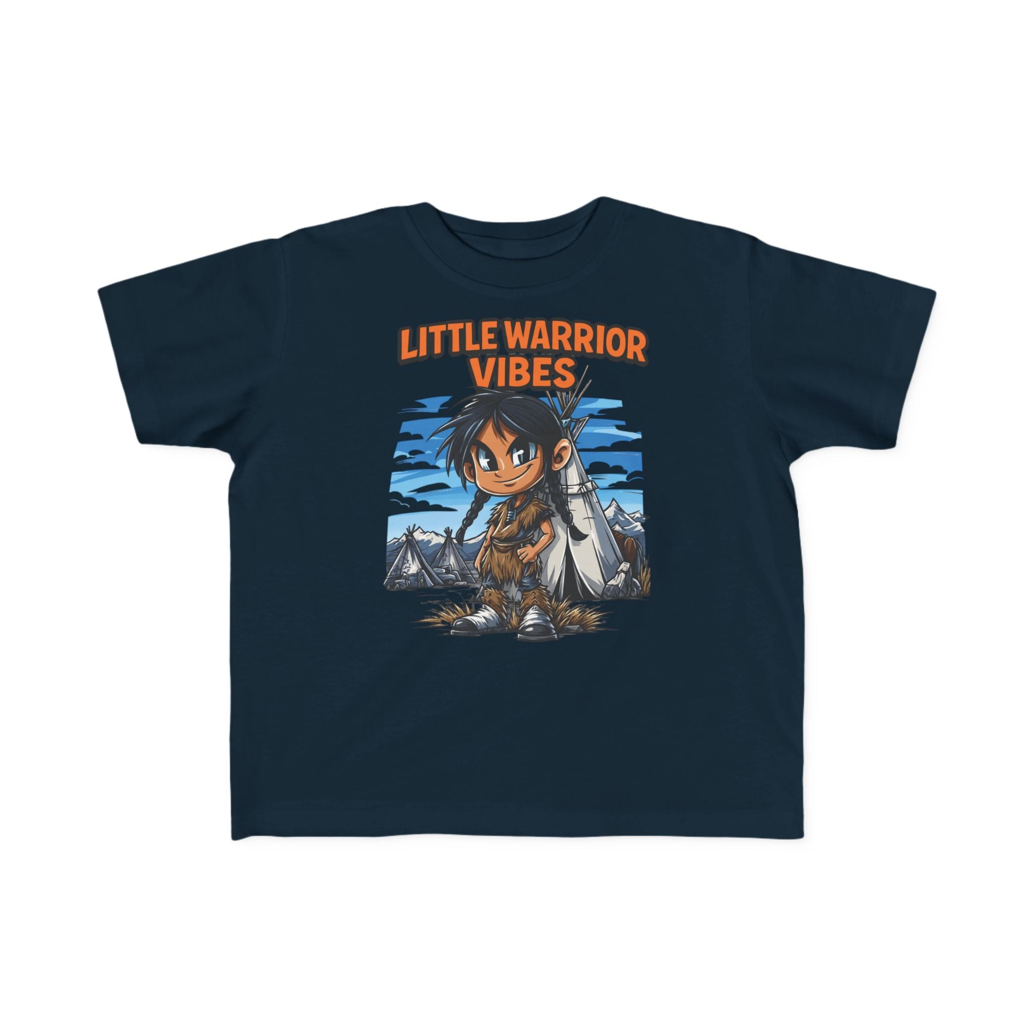 Toddler T‑Shirt — "Little Warrior Vibes" Cute Cartoon Tribal Adventure Tee