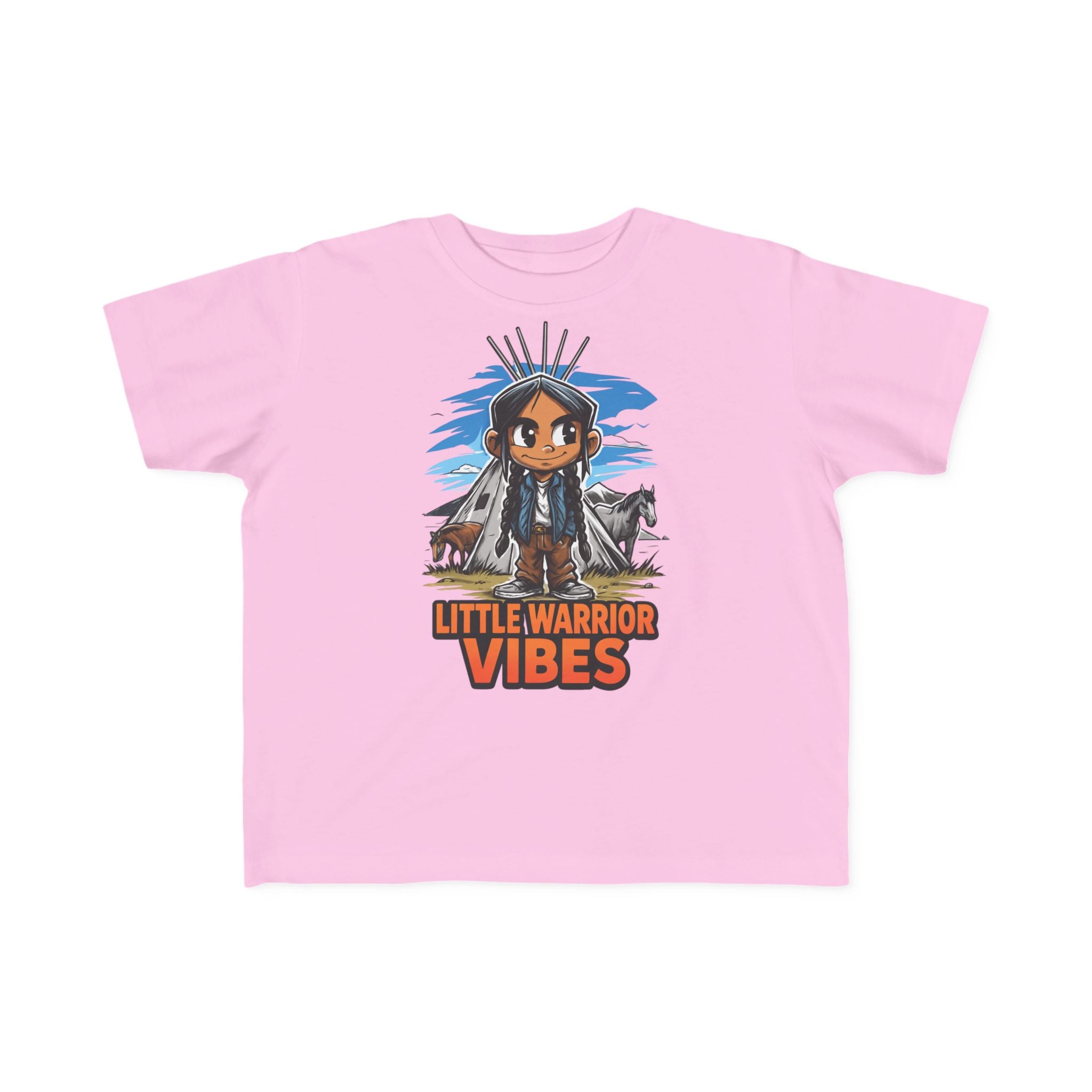 Little Warrior Vibes Toddler Tee — Cute Native-Inspired Character Shirt for Kids