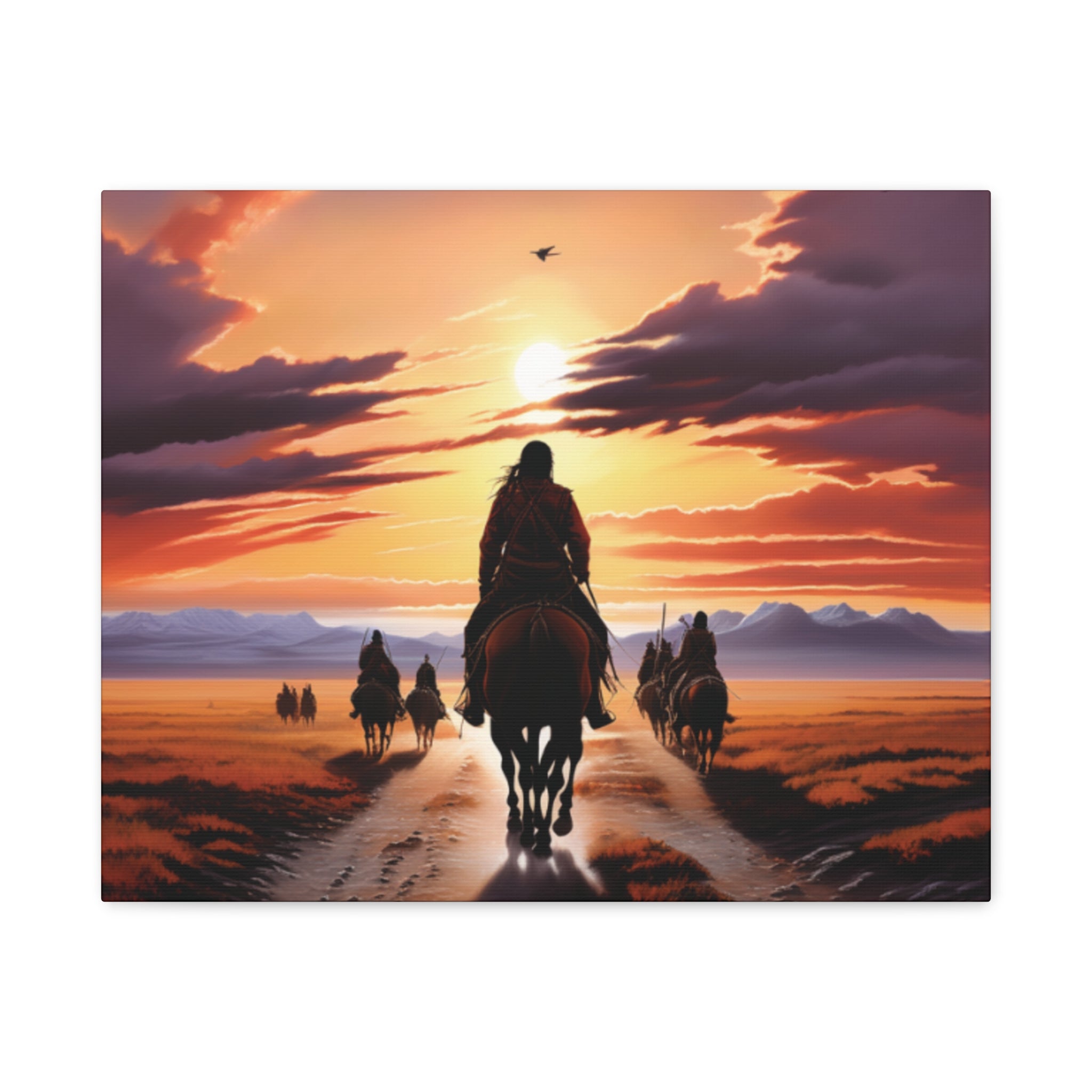 Sunset Horse Riding Canvas Art, Equestrian Home Decor, Wall Art, Western Art, Nature Lover Gift, Rustic Decor