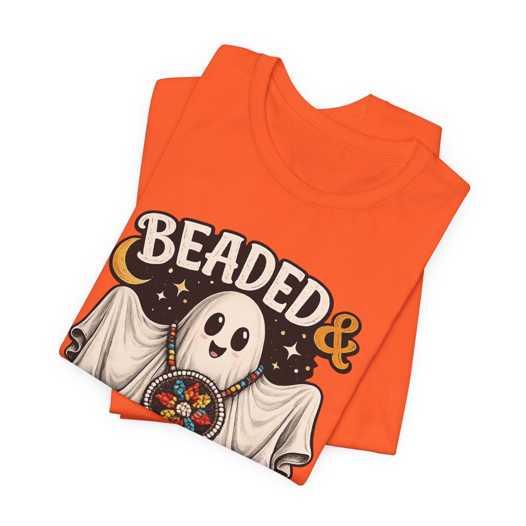 Beaded & Boo-tiful Ghost Tee — Halloween Costume Beadwork T‑Shirt