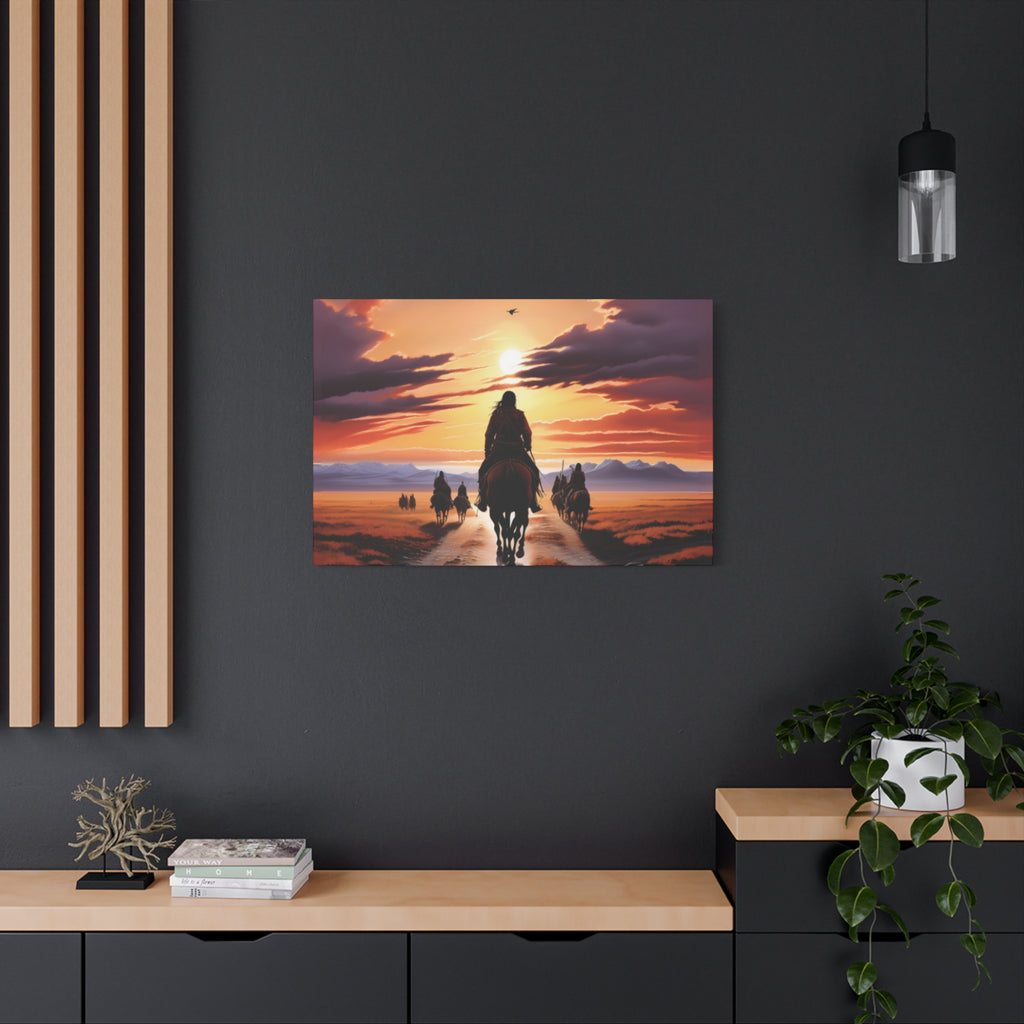 Sunset Horse Riding Canvas Art, Equestrian Home Decor, Wall Art, Western Art, Nature Lover Gift, Rustic Decor