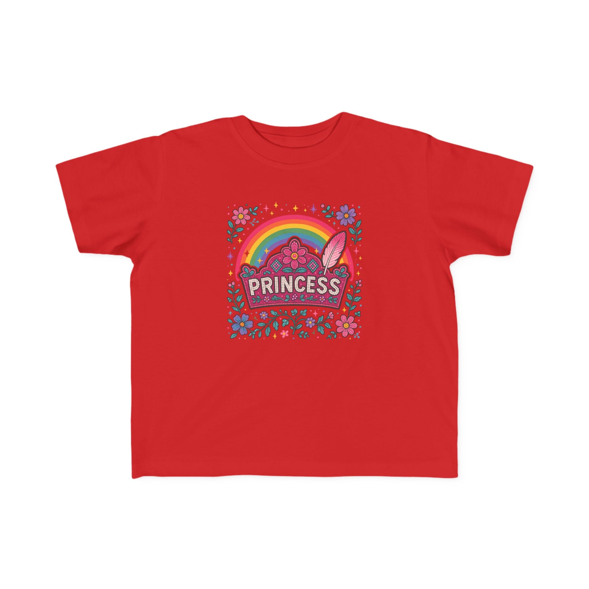 Toddler Princess Rainbow Tee — "Princess" Floral Graphic T-Shirt