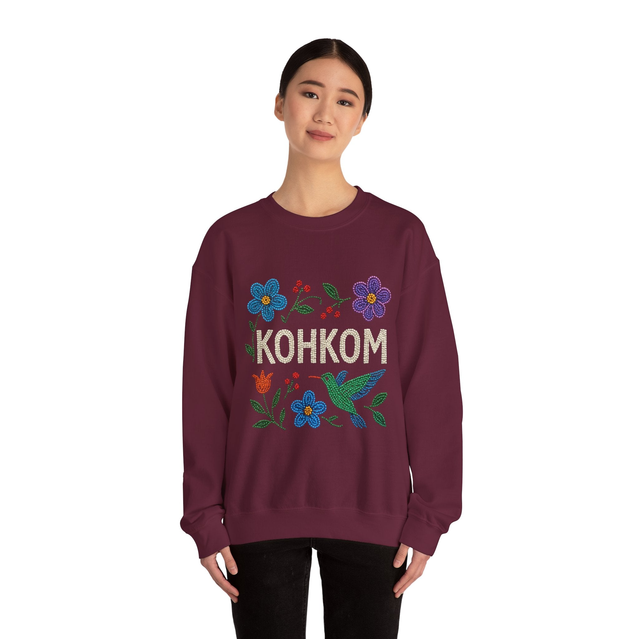 Hummingbird and Floral Kohkom Sweatshirt