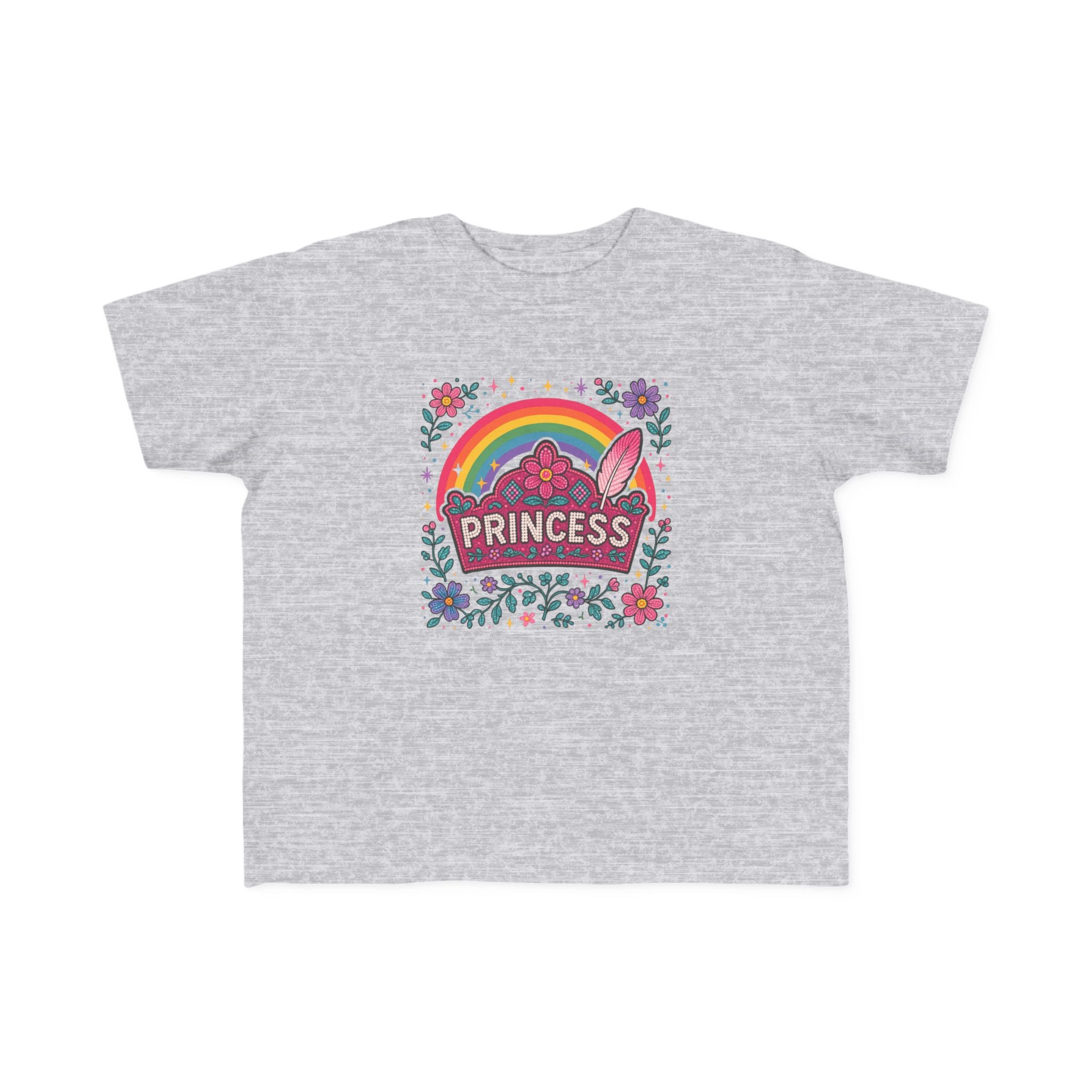 Toddler Princess Rainbow Tee — "Princess" Floral Graphic T-Shirt