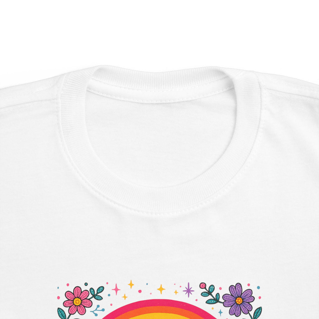 Toddler Princess Rainbow Tee — "Princess" Floral Graphic T-Shirt