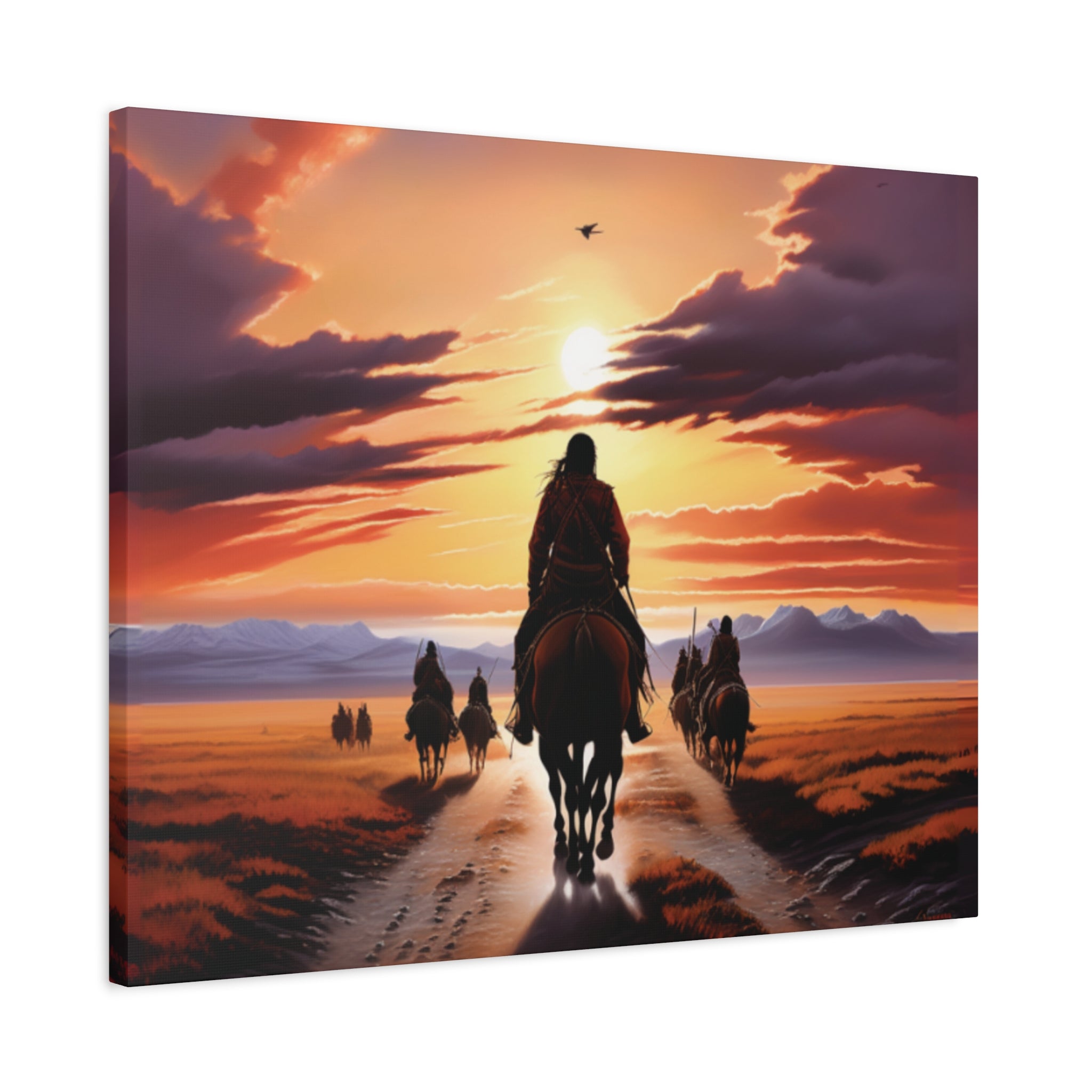 Sunset Horse Riding Canvas Art, Equestrian Home Decor, Wall Art, Western Art, Nature Lover Gift, Rustic Decor