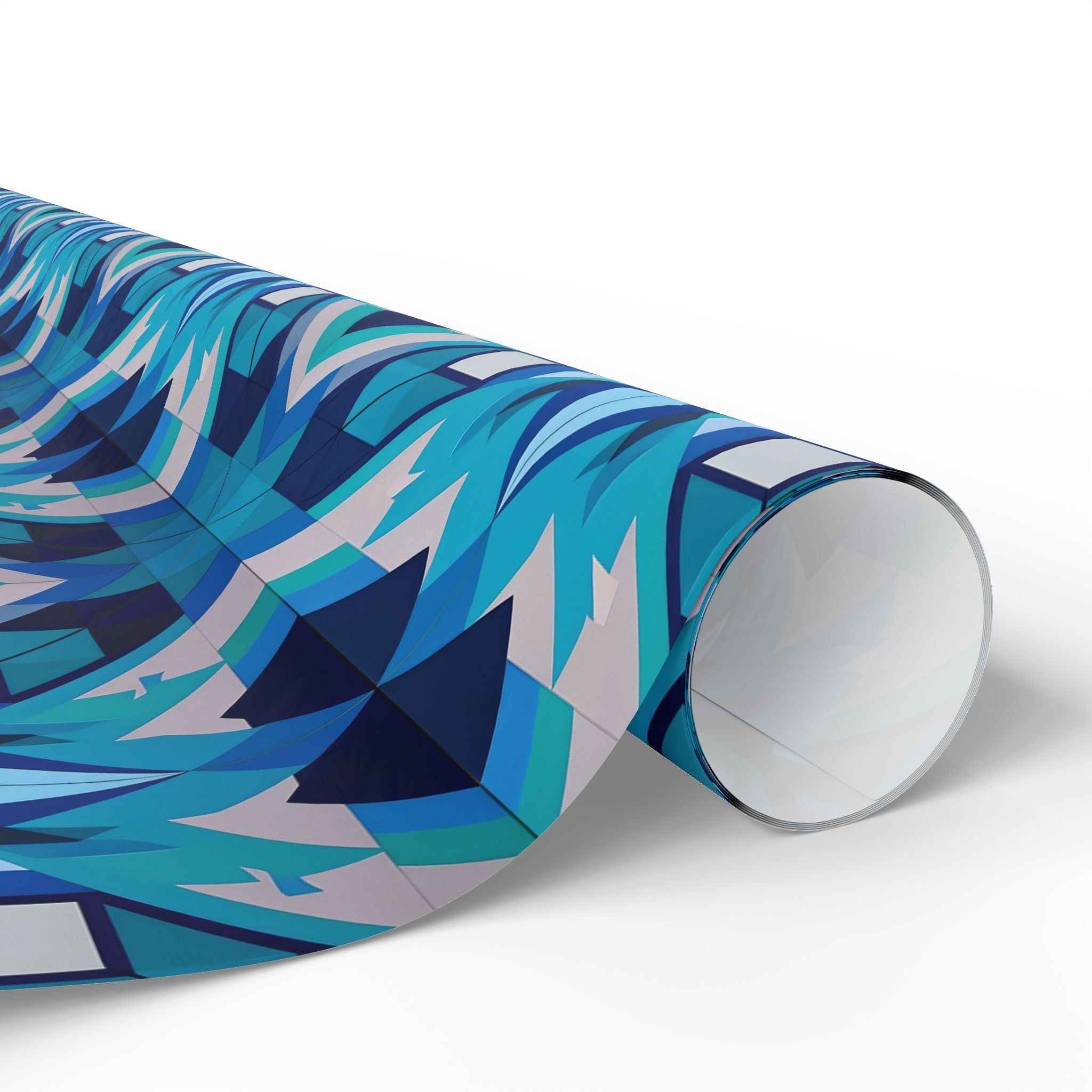 Indigenous Plains Cree Geometric Star Wrapping Paper – Blue & Turquoise Gift Wrap