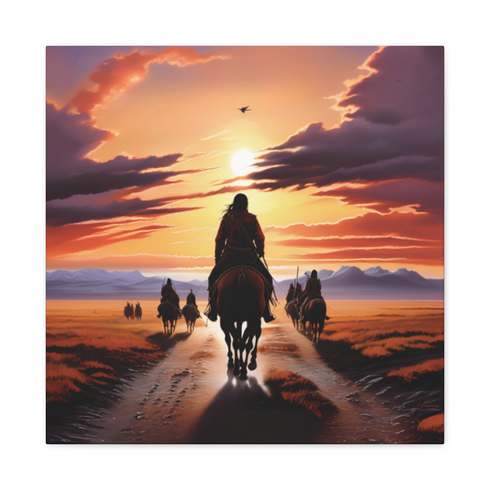 Sunset Horse Riding Canvas Art, Equestrian Home Decor, Wall Art, Western Art, Nature Lover Gift, Rustic Decor