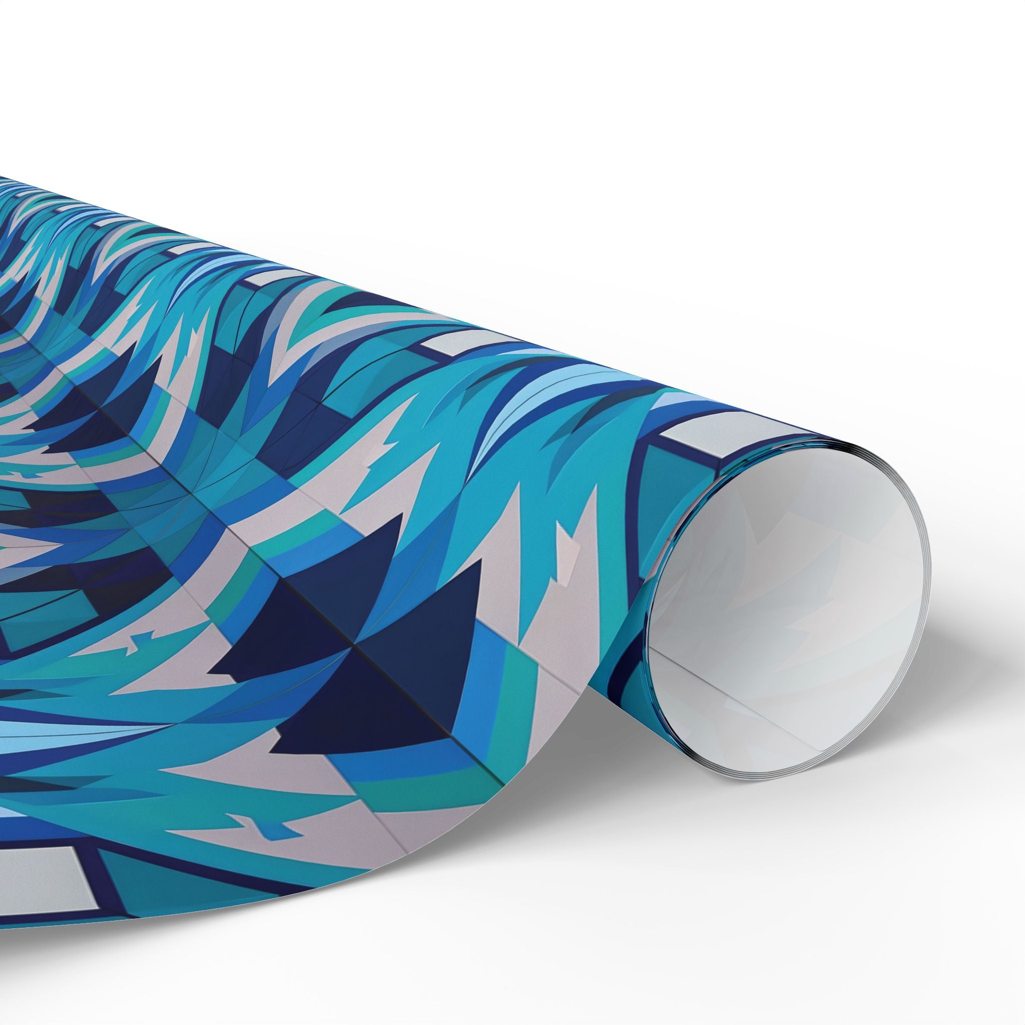 Indigenous Plains Cree Geometric Star Wrapping Paper – Blue & Turquoise Gift Wrap