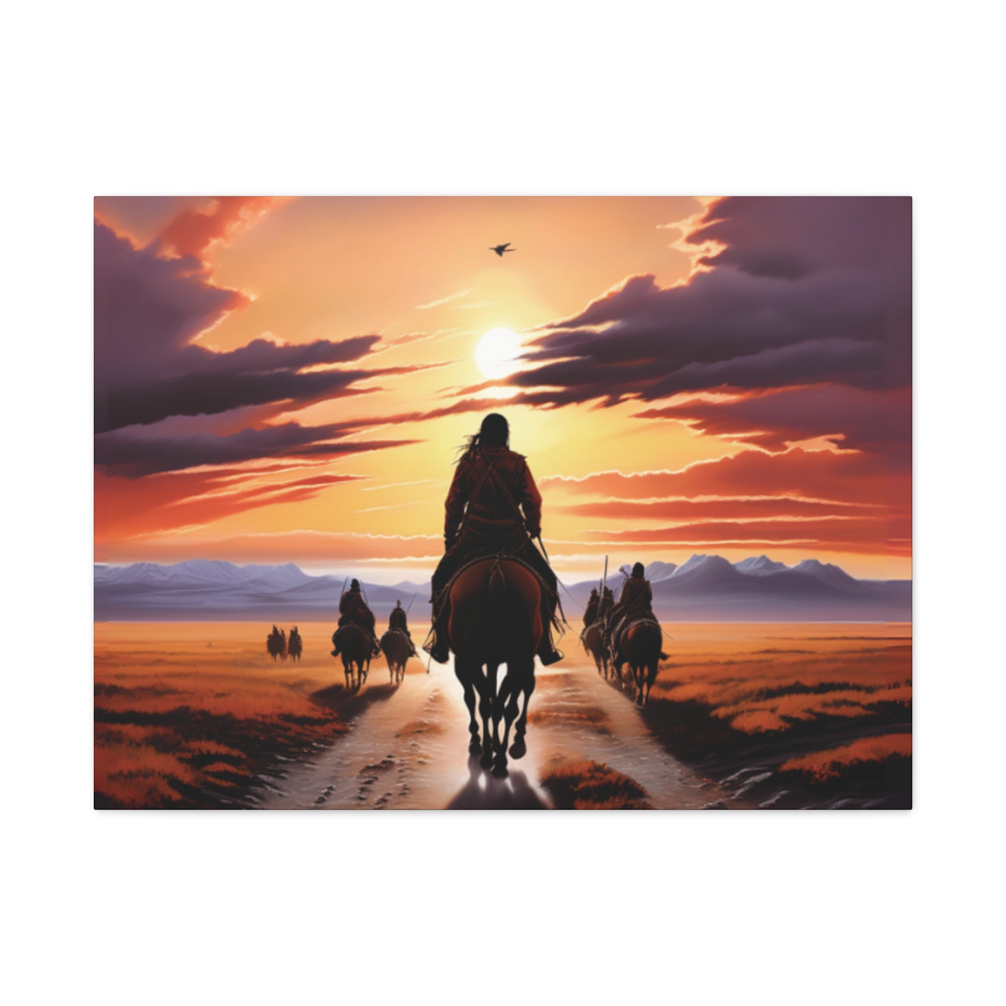 Sunset Horse Riding Canvas Art, Equestrian Home Decor, Wall Art, Western Art, Nature Lover Gift, Rustic Decor