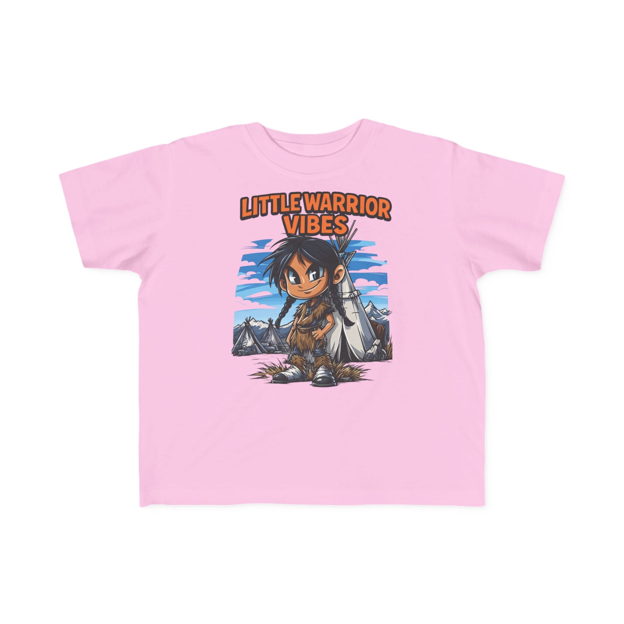 Toddler T‑Shirt — "Little Warrior Vibes" Cute Cartoon Tribal Adventure Tee