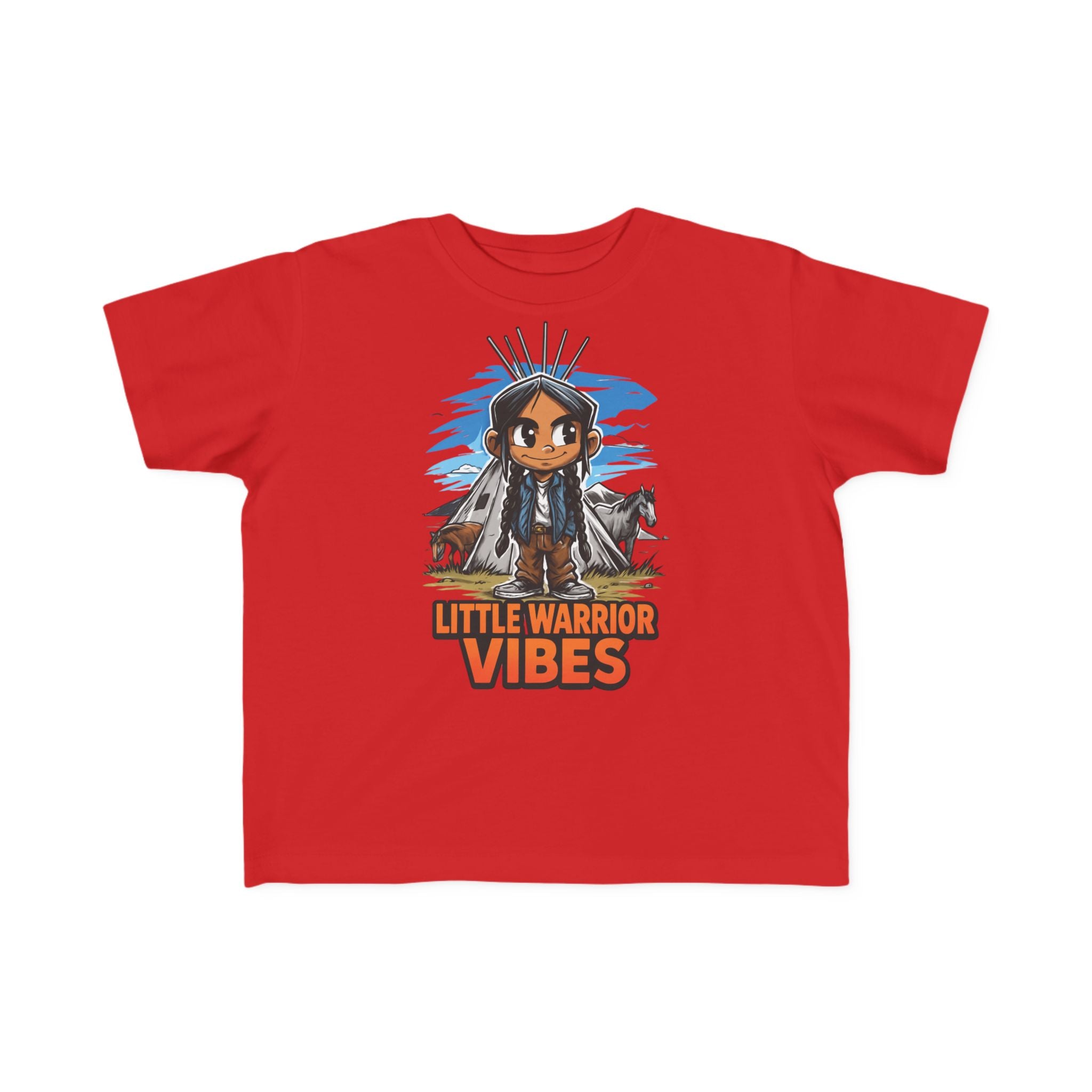 Little Warrior Vibes Toddler Tee — Cute Native-Inspired Character Shirt for Kids