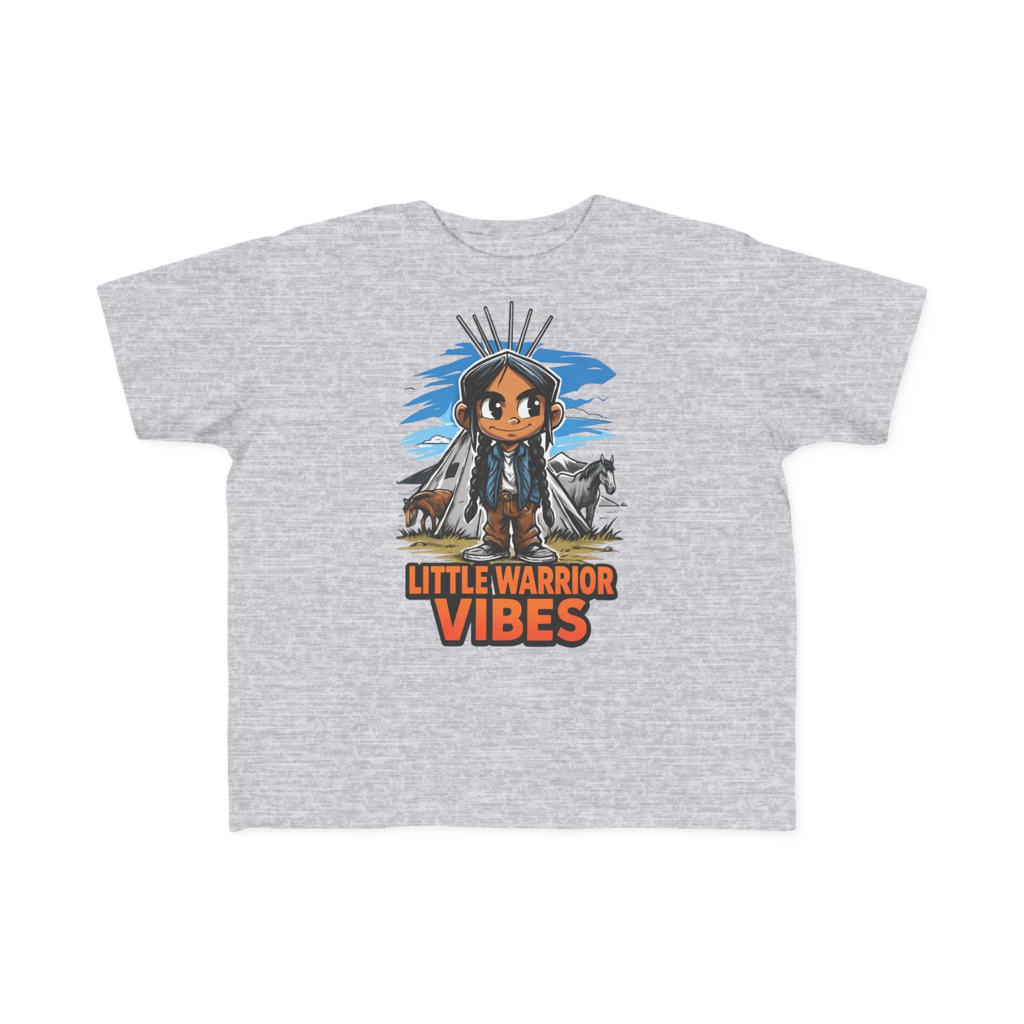 Little Warrior Vibes Toddler Tee — Cute Native-Inspired Character Shirt for Kids