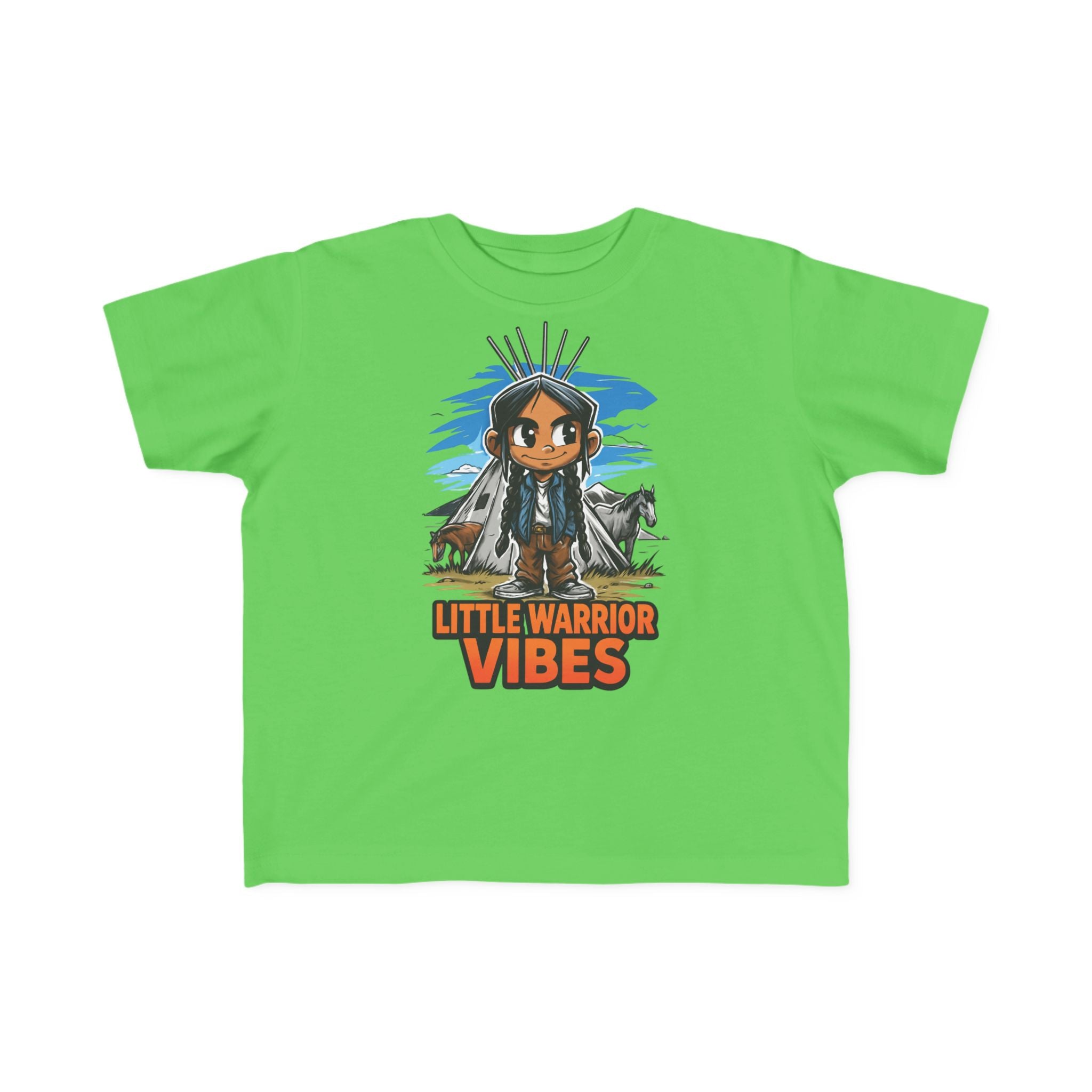 Little Warrior Vibes Toddler Tee — Cute Native-Inspired Character Shirt for Kids