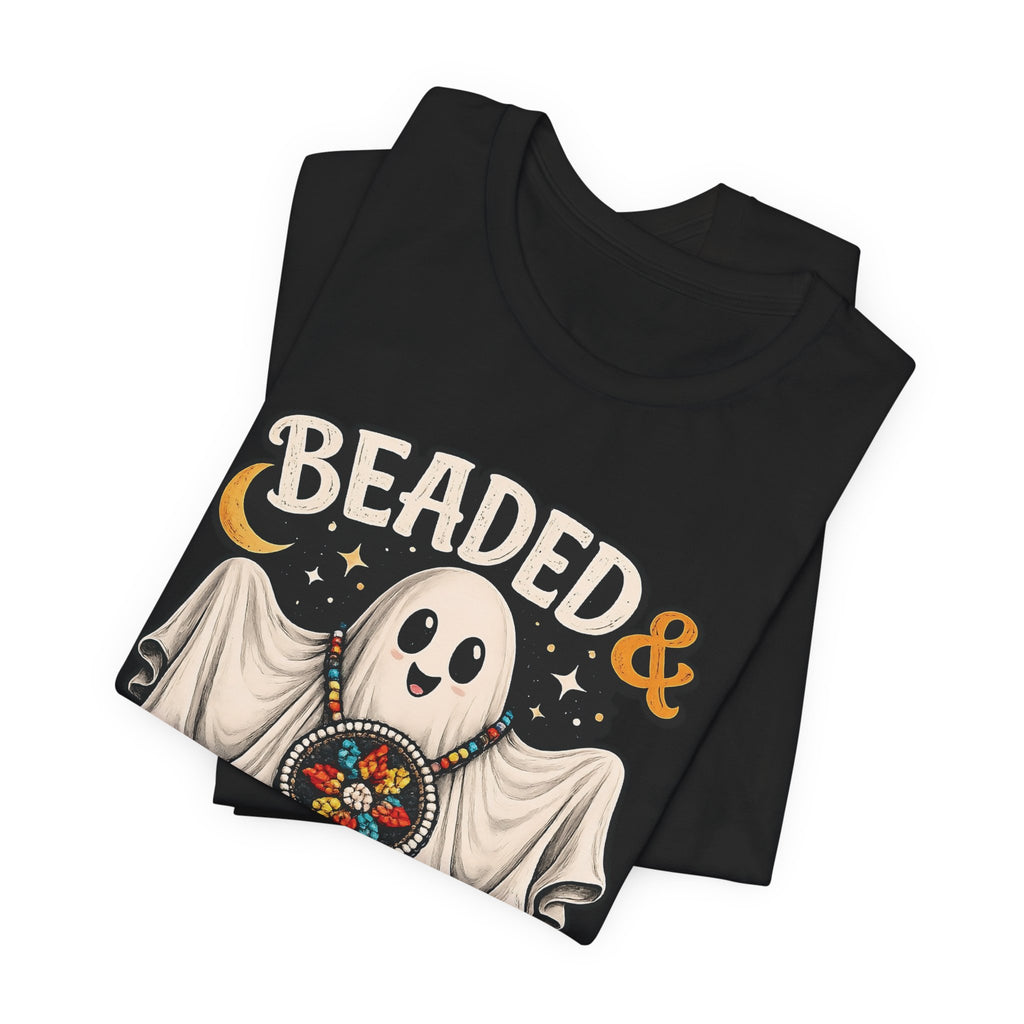 Beaded & Boo-tiful Ghost Tee — Halloween Costume Beadwork T‑Shirt