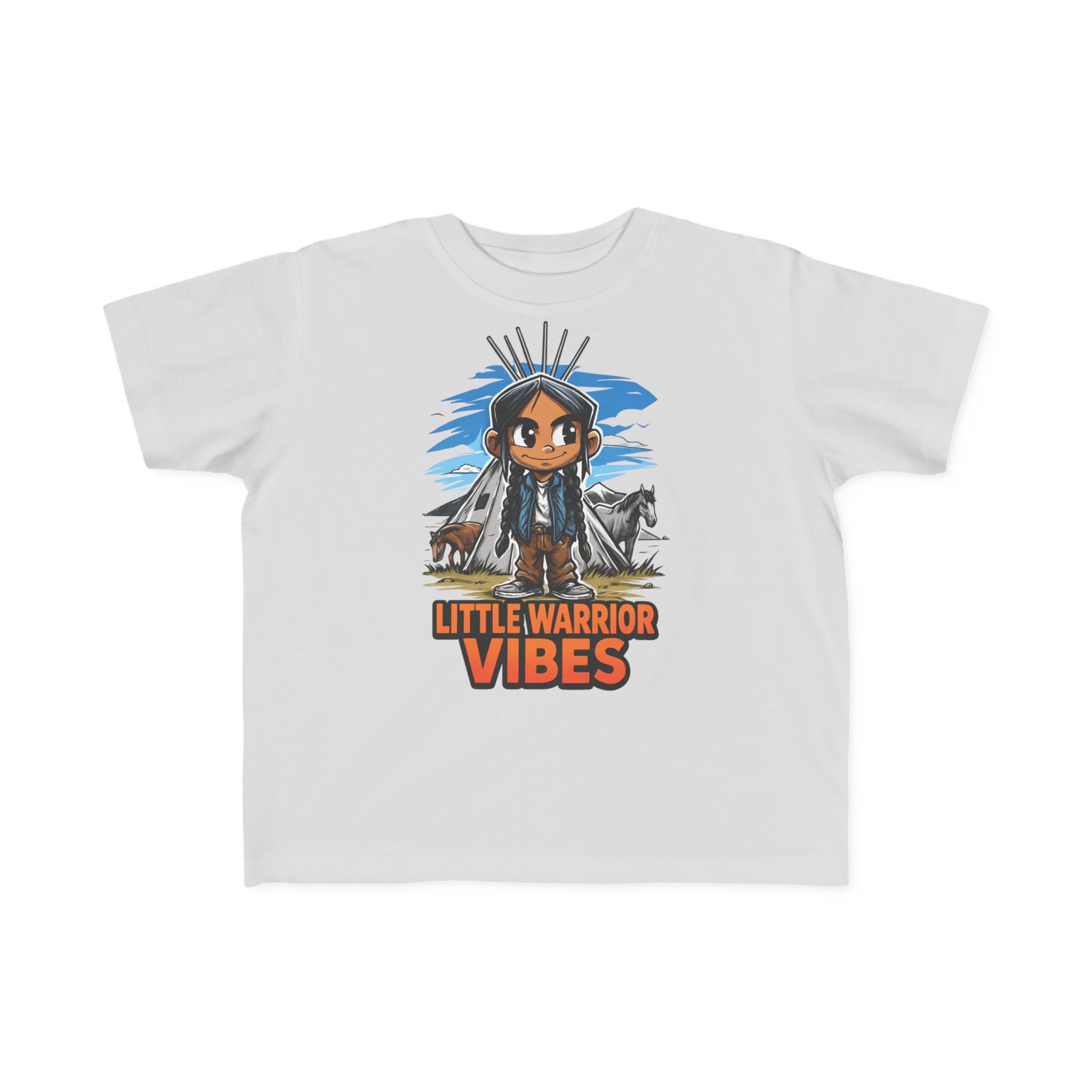 Little Warrior Vibes Toddler Tee — Cute Native-Inspired Character Shirt for Kids