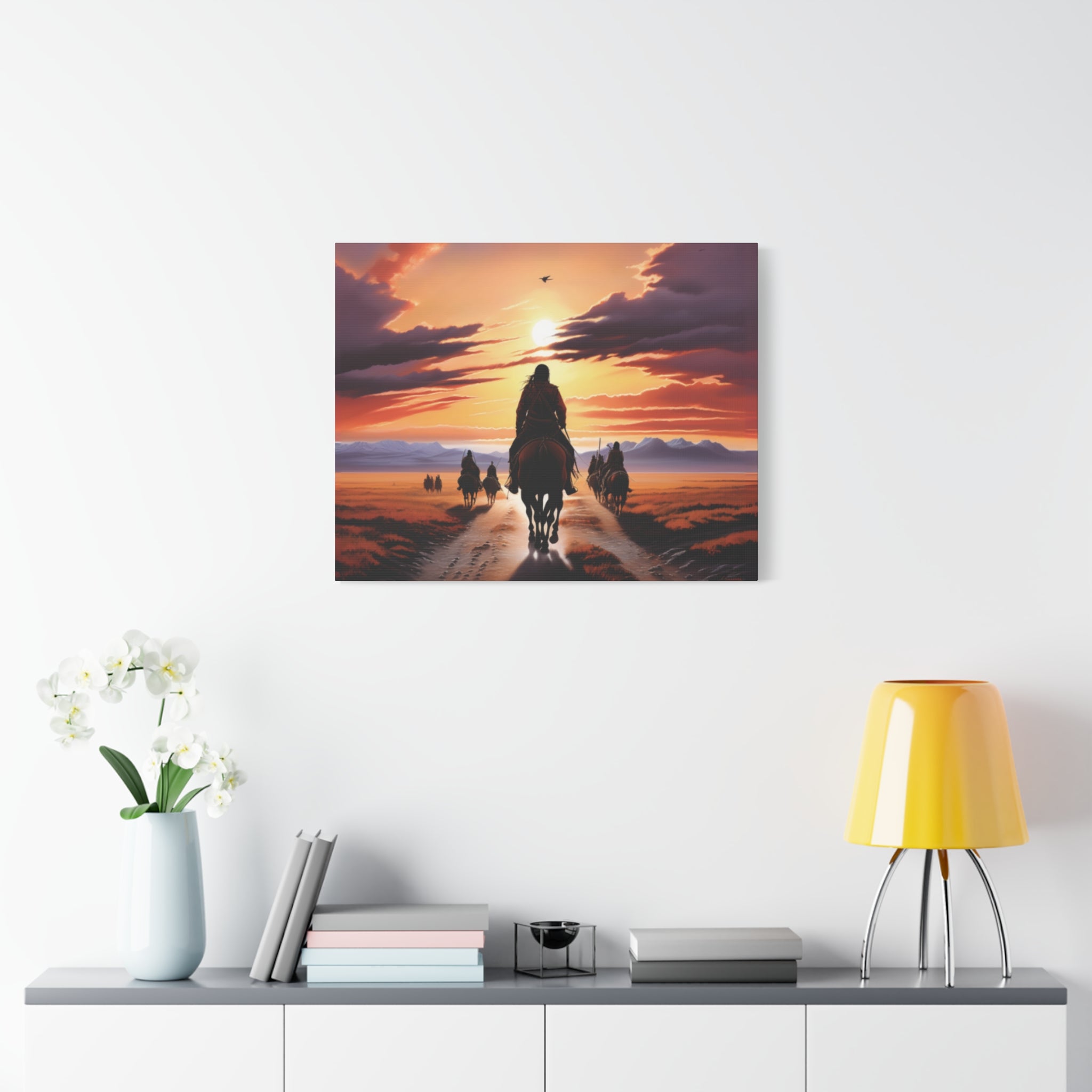 Sunset Horse Riding Canvas Art, Equestrian Home Decor, Wall Art, Western Art, Nature Lover Gift, Rustic Decor