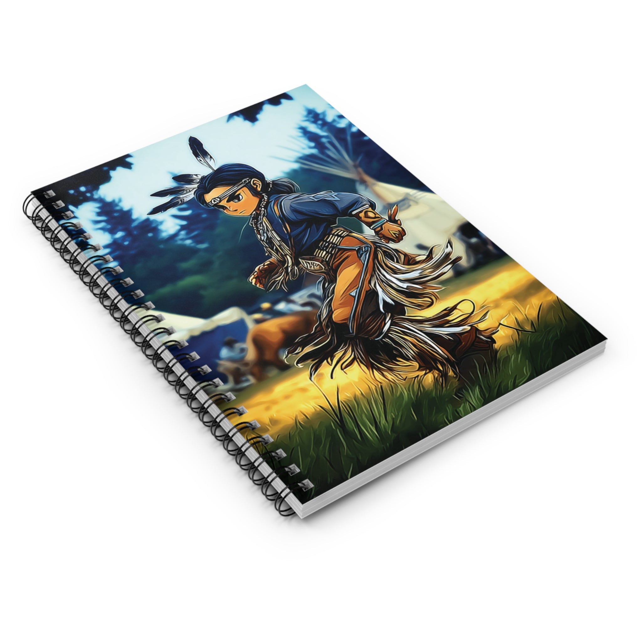Native Powwow Dancer Spiral Notebook — Ruled Journal for Cultural Art & Event Notes