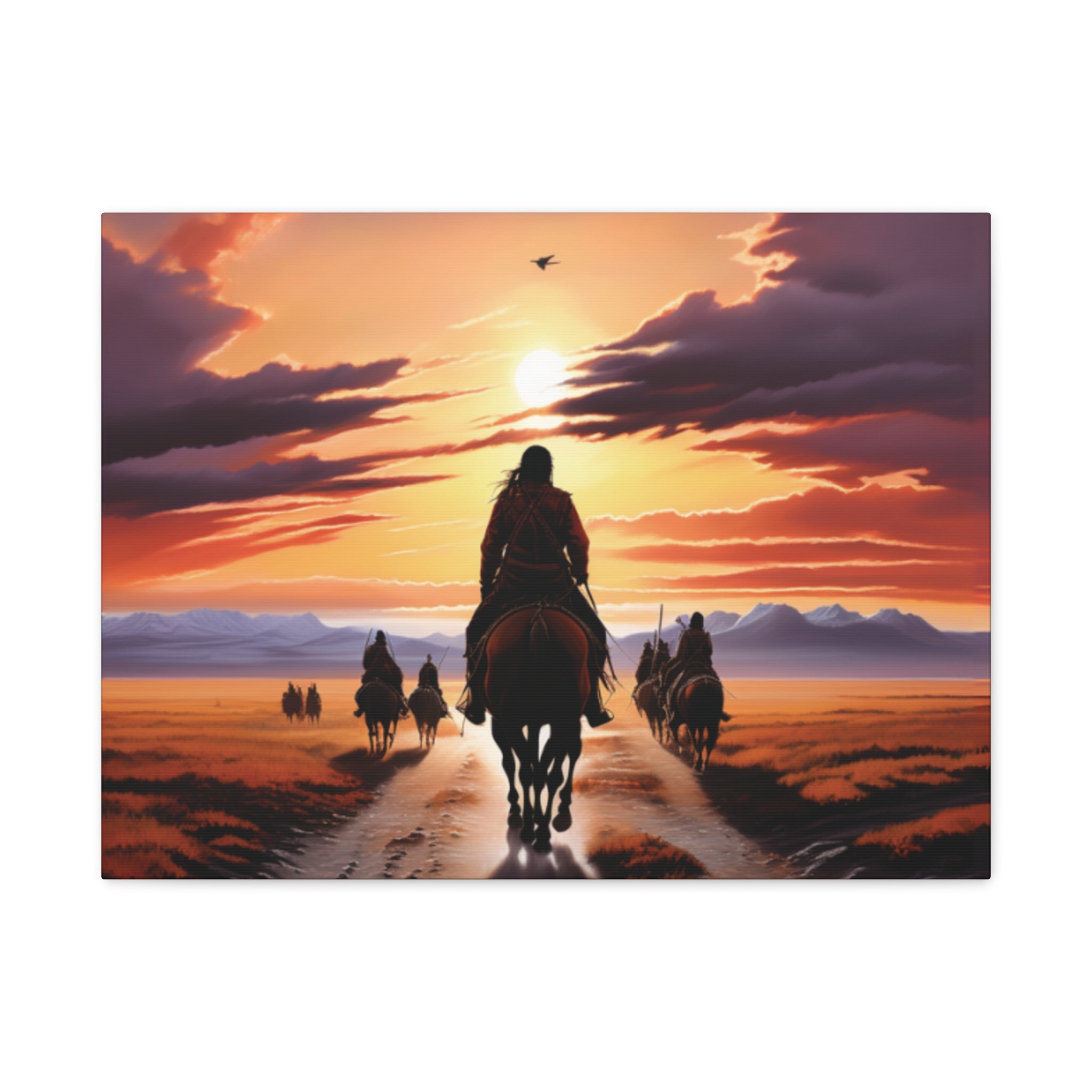 Sunset Horse Riding Canvas Art, Equestrian Home Decor, Wall Art, Western Art, Nature Lover Gift, Rustic Decor
