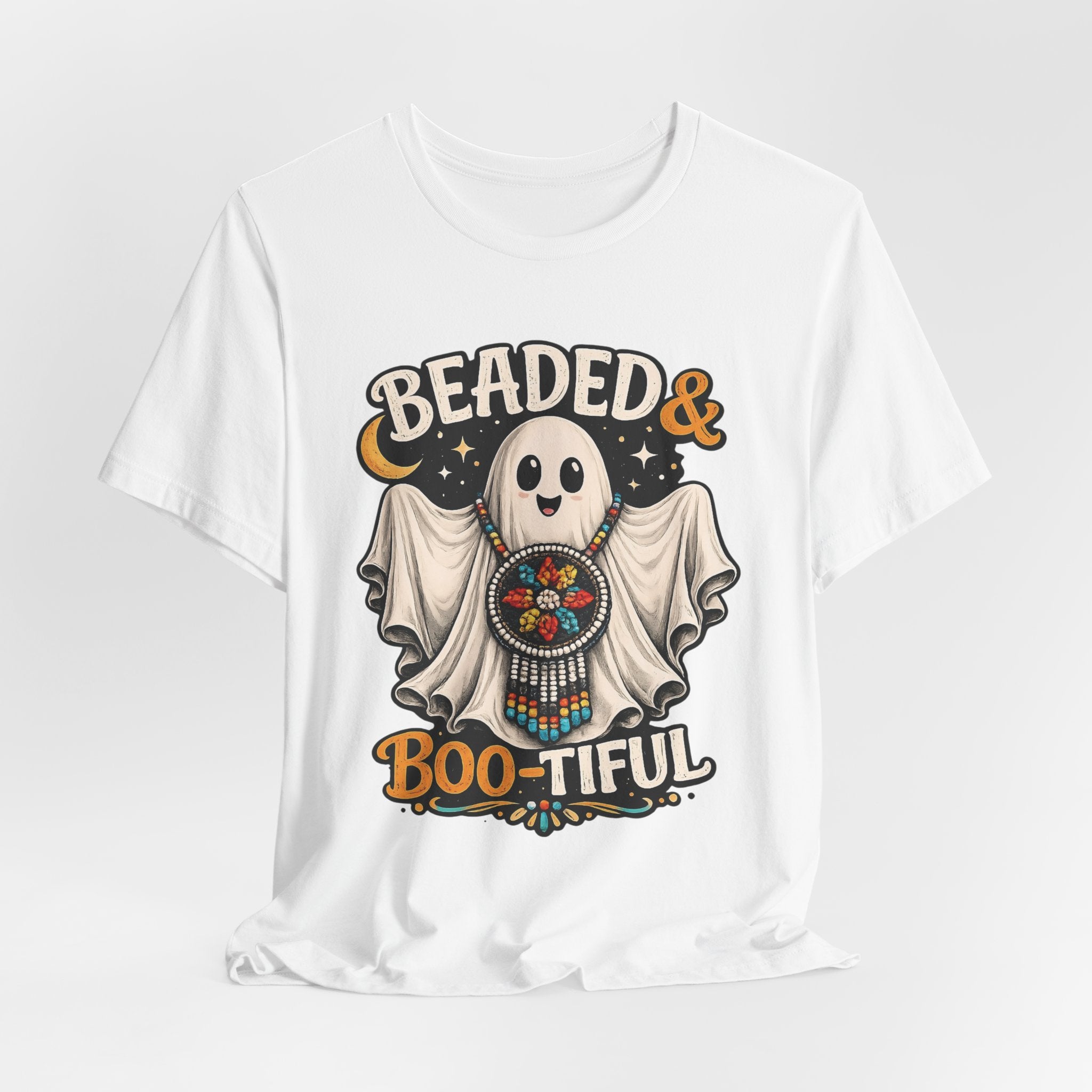 Beaded & Boo-tiful Ghost Tee — Halloween Costume Beadwork T‑Shirt