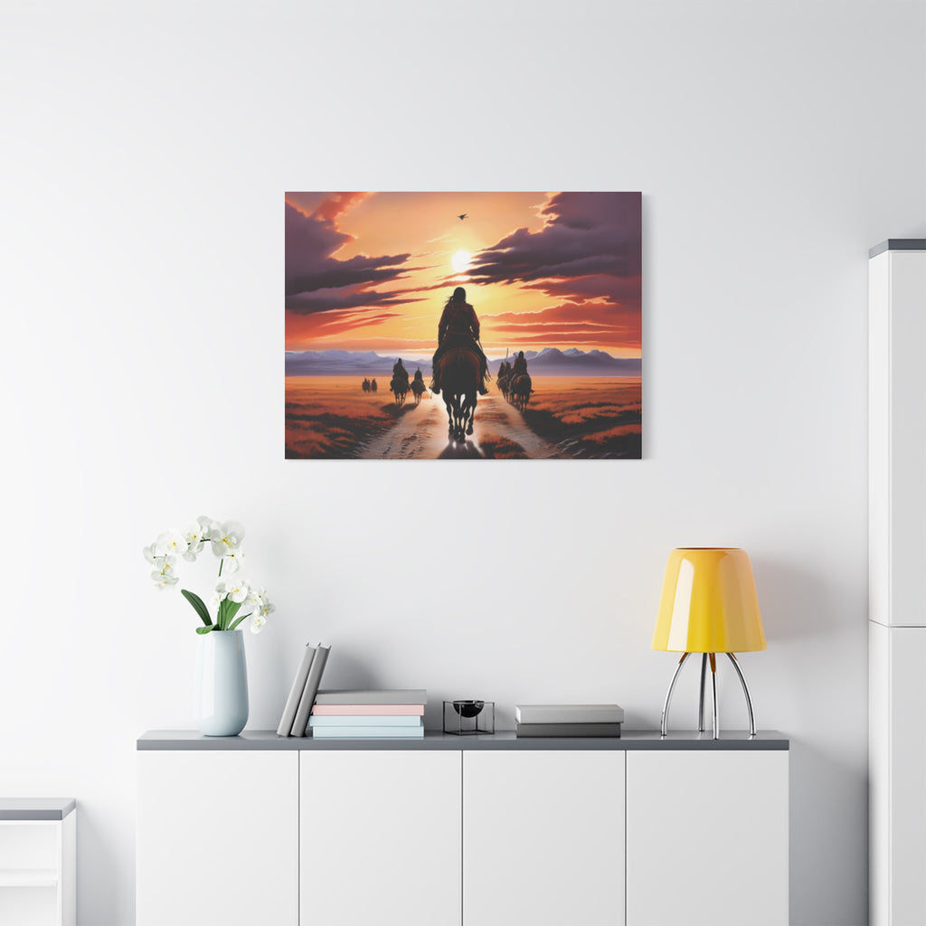 Sunset Horse Riding Canvas Art, Equestrian Home Decor, Wall Art, Western Art, Nature Lover Gift, Rustic Decor