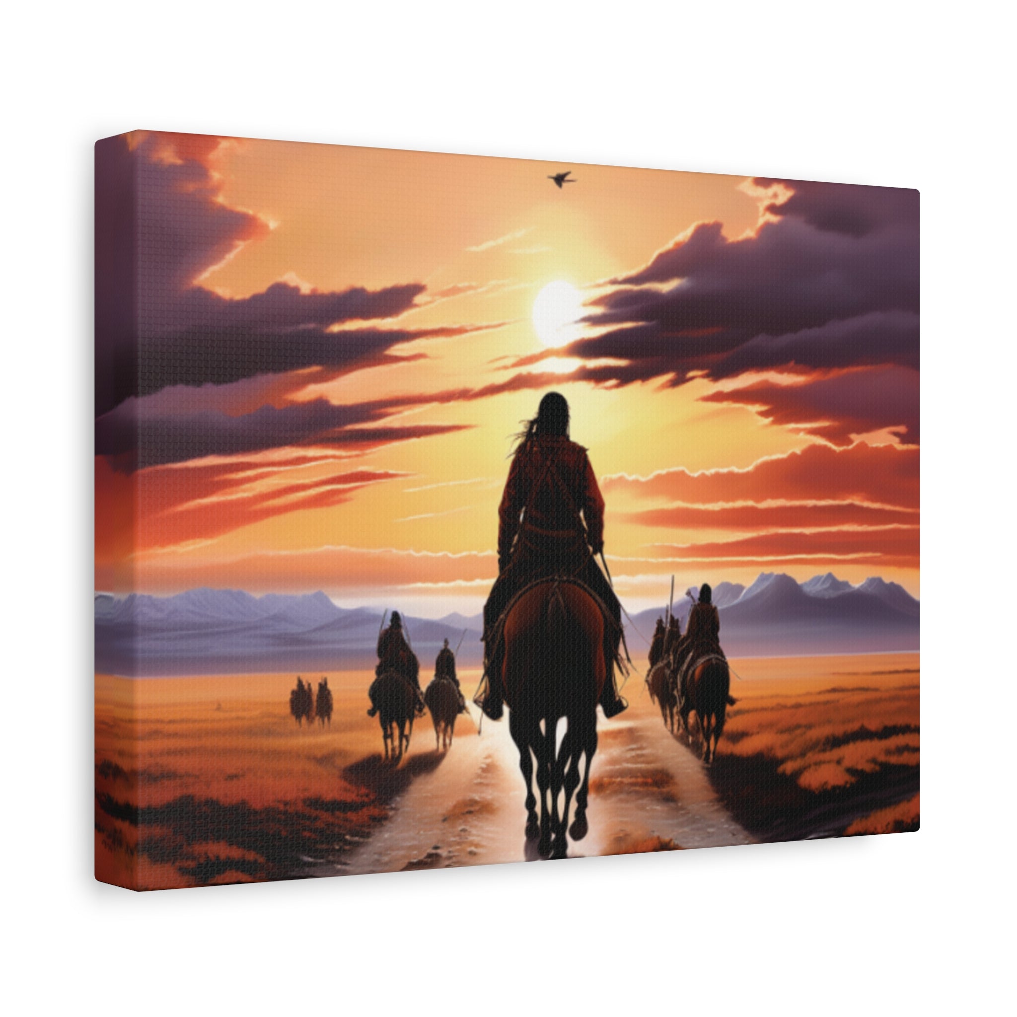 Sunset Horse Riding Canvas Art, Equestrian Home Decor, Wall Art, Western Art, Nature Lover Gift, Rustic Decor