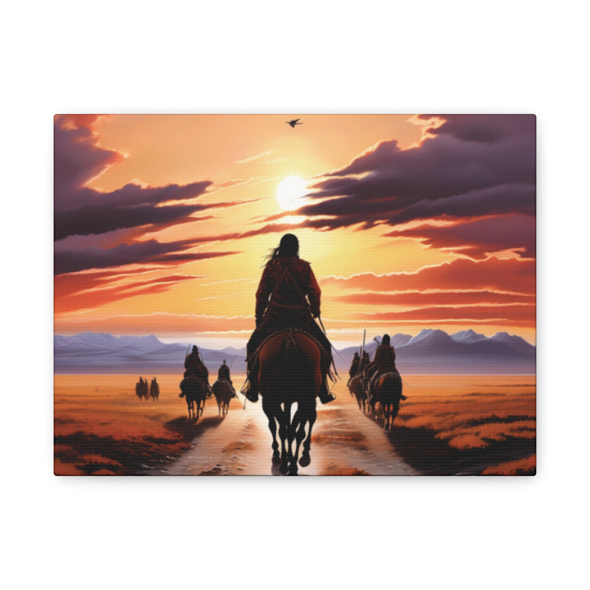Sunset Horse Riding Canvas Art, Equestrian Home Decor, Wall Art, Western Art, Nature Lover Gift, Rustic Decor