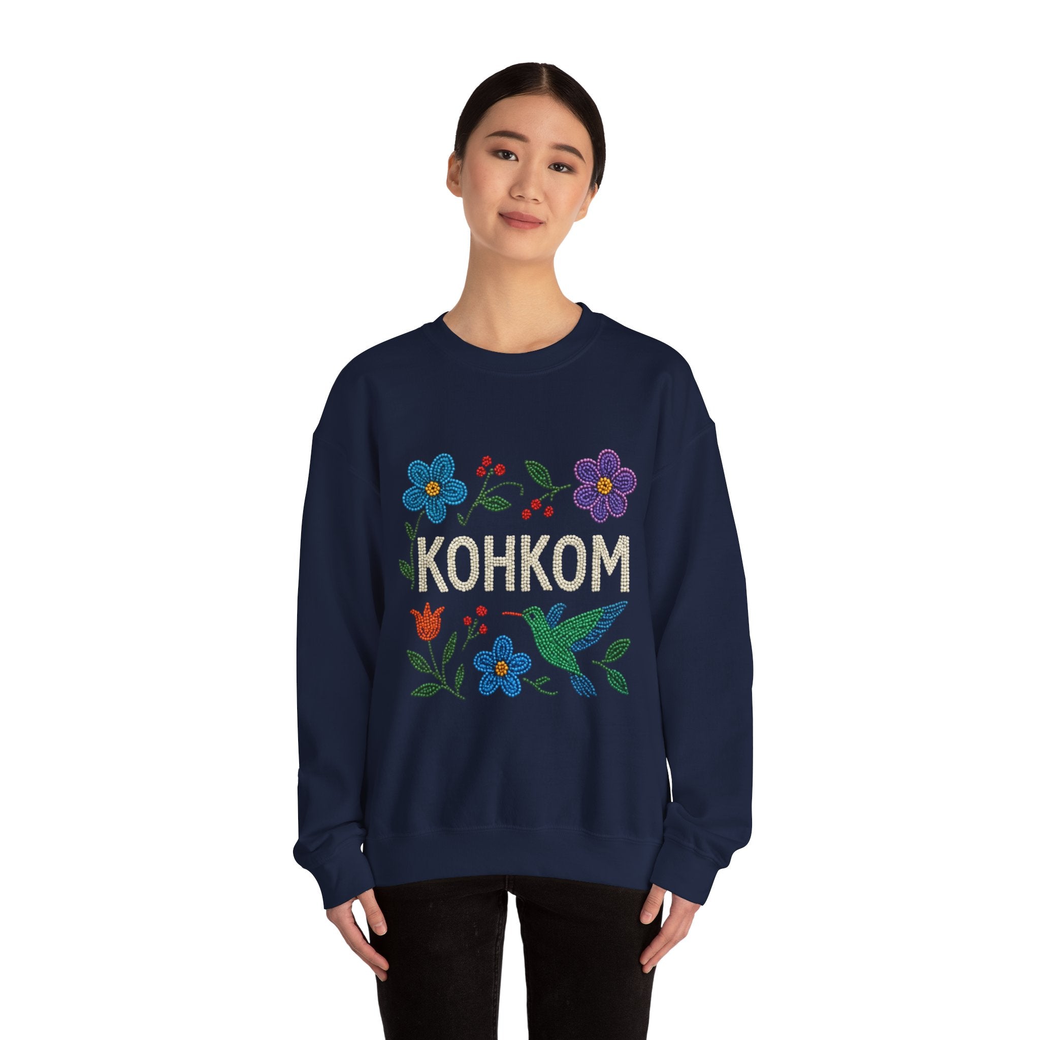 Hummingbird and Floral Kohkom Sweatshirt