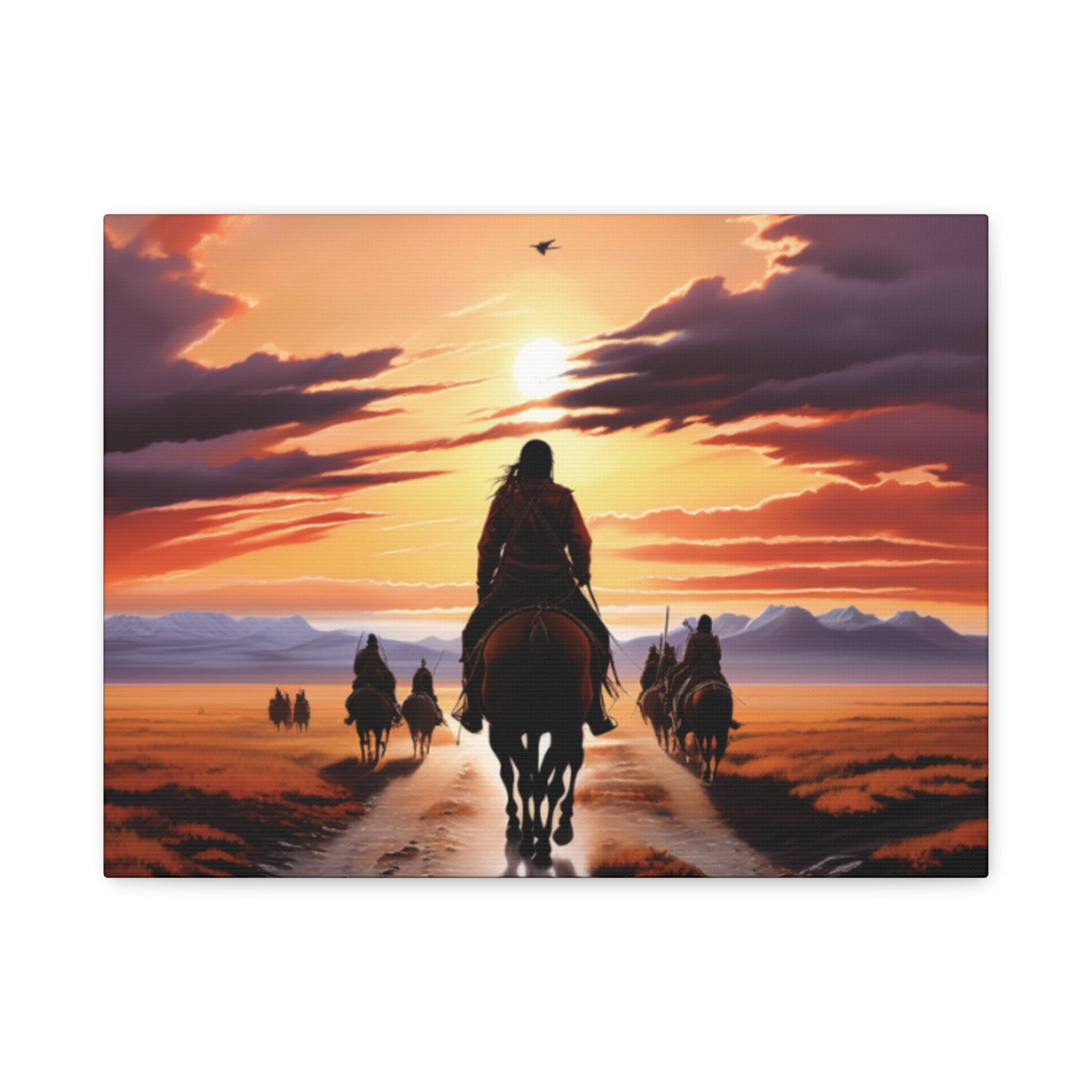 Sunset Horse Riding Canvas Art, Equestrian Home Decor, Wall Art, Western Art, Nature Lover Gift, Rustic Decor