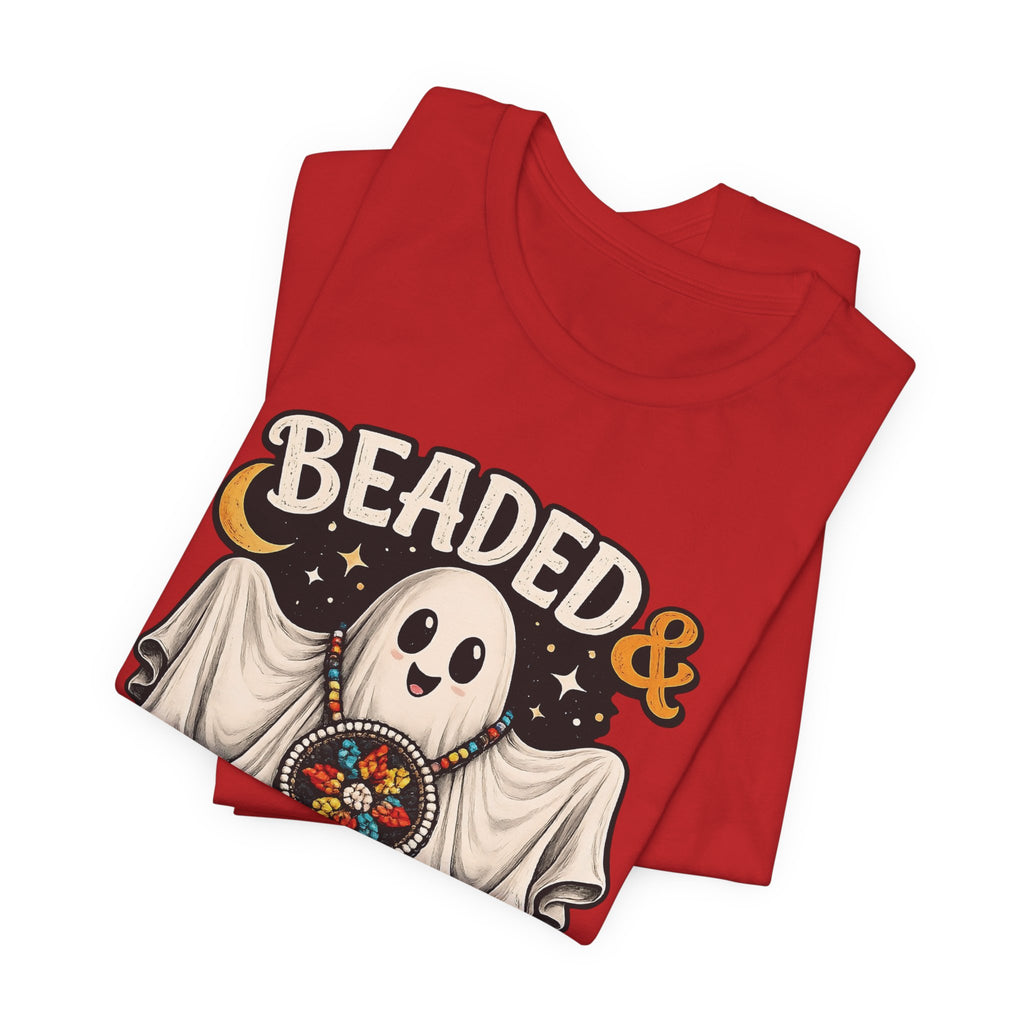 Beaded & Boo-tiful Ghost Tee — Halloween Costume Beadwork T‑Shirt