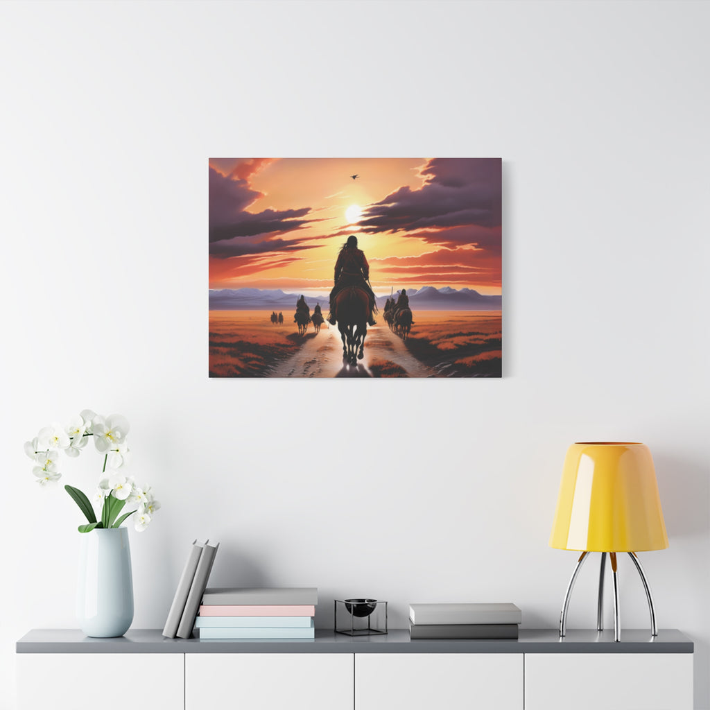 Sunset Horse Riding Canvas Art, Equestrian Home Decor, Wall Art, Western Art, Nature Lover Gift, Rustic Decor