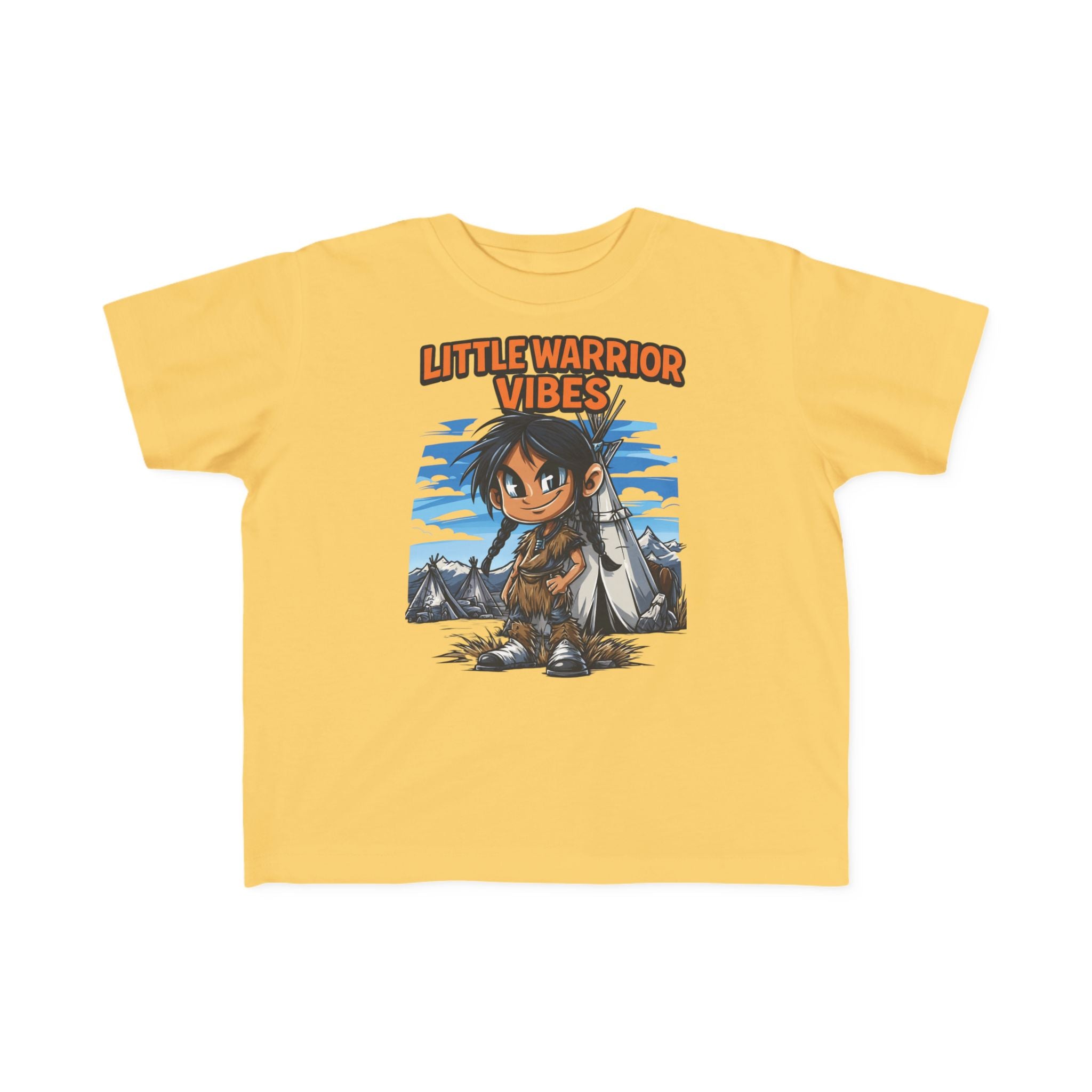 Toddler T‑Shirt — "Little Warrior Vibes" Cute Cartoon Tribal Adventure Tee