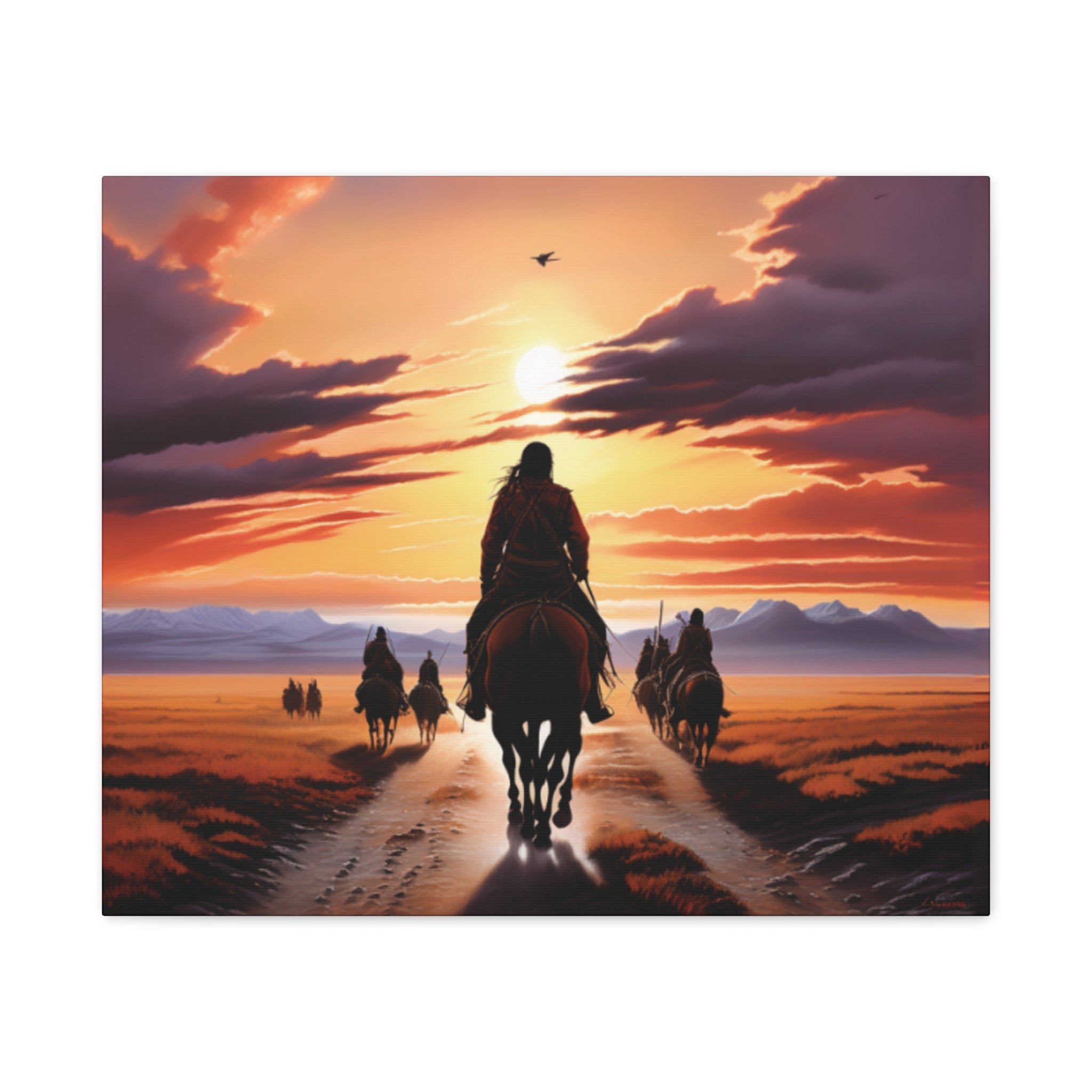 Sunset Horse Riding Canvas Art, Equestrian Home Decor, Wall Art, Western Art, Nature Lover Gift, Rustic Decor