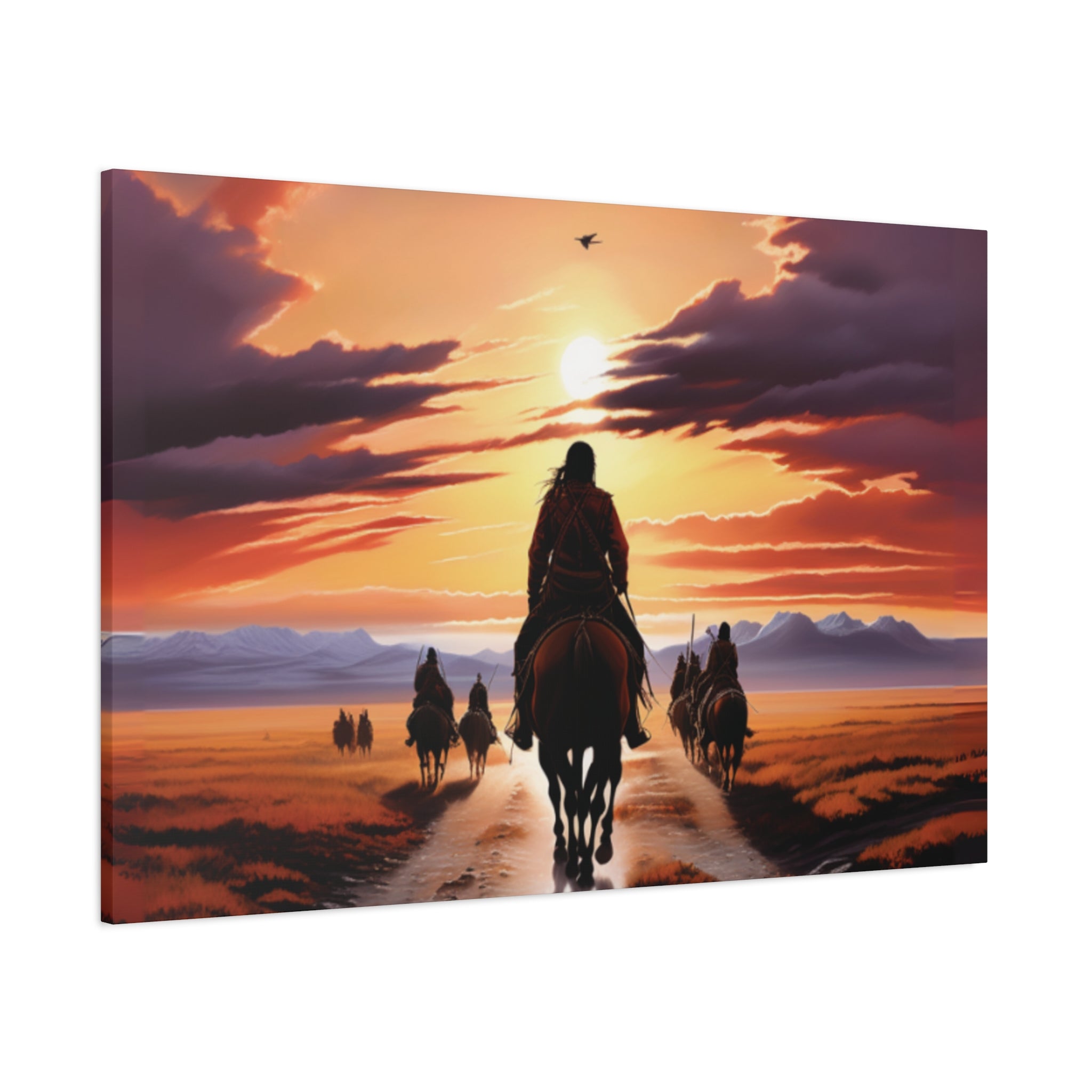 Sunset Horse Riding Canvas Art, Equestrian Home Decor, Wall Art, Western Art, Nature Lover Gift, Rustic Decor
