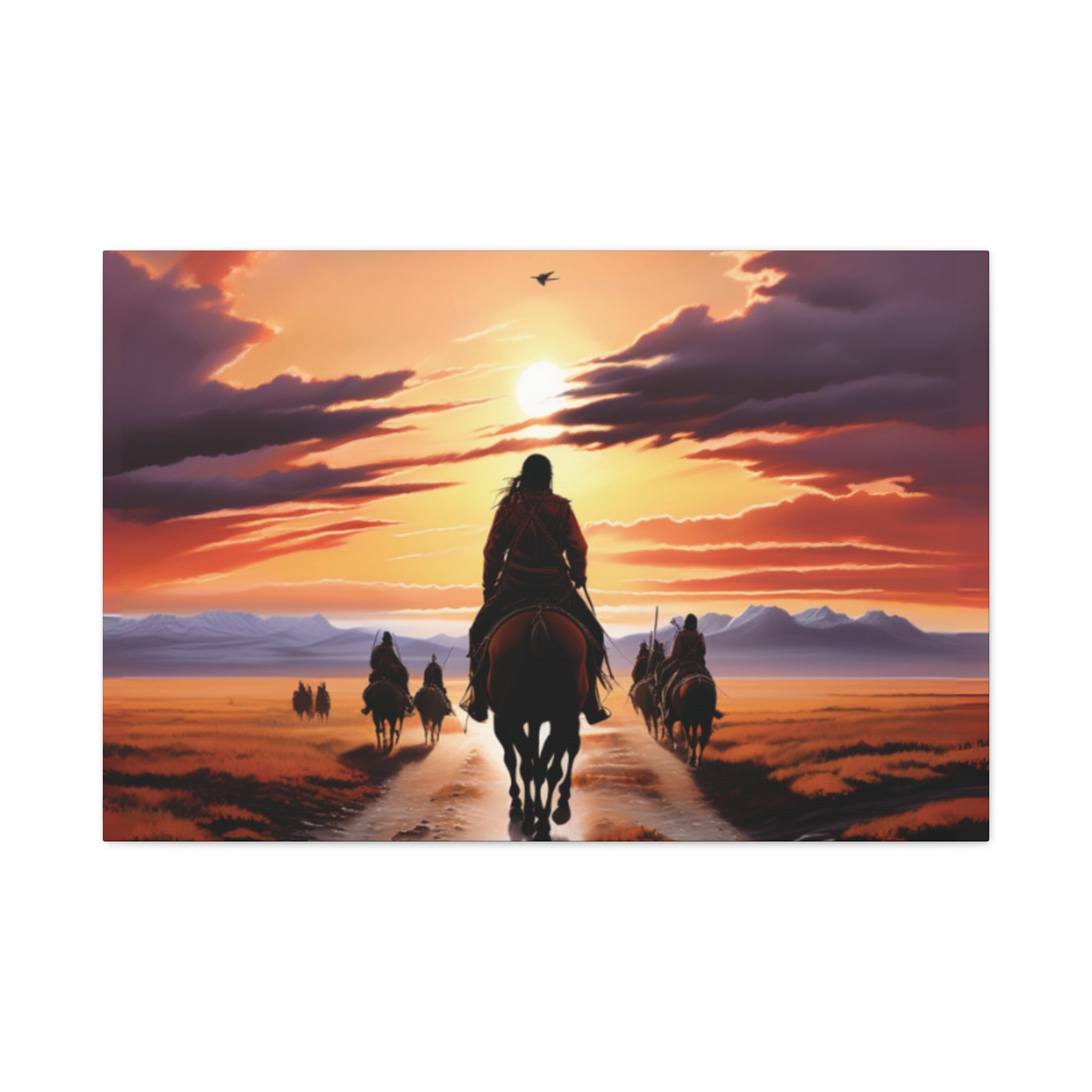 Sunset Horse Riding Canvas Art, Equestrian Home Decor, Wall Art, Western Art, Nature Lover Gift, Rustic Decor