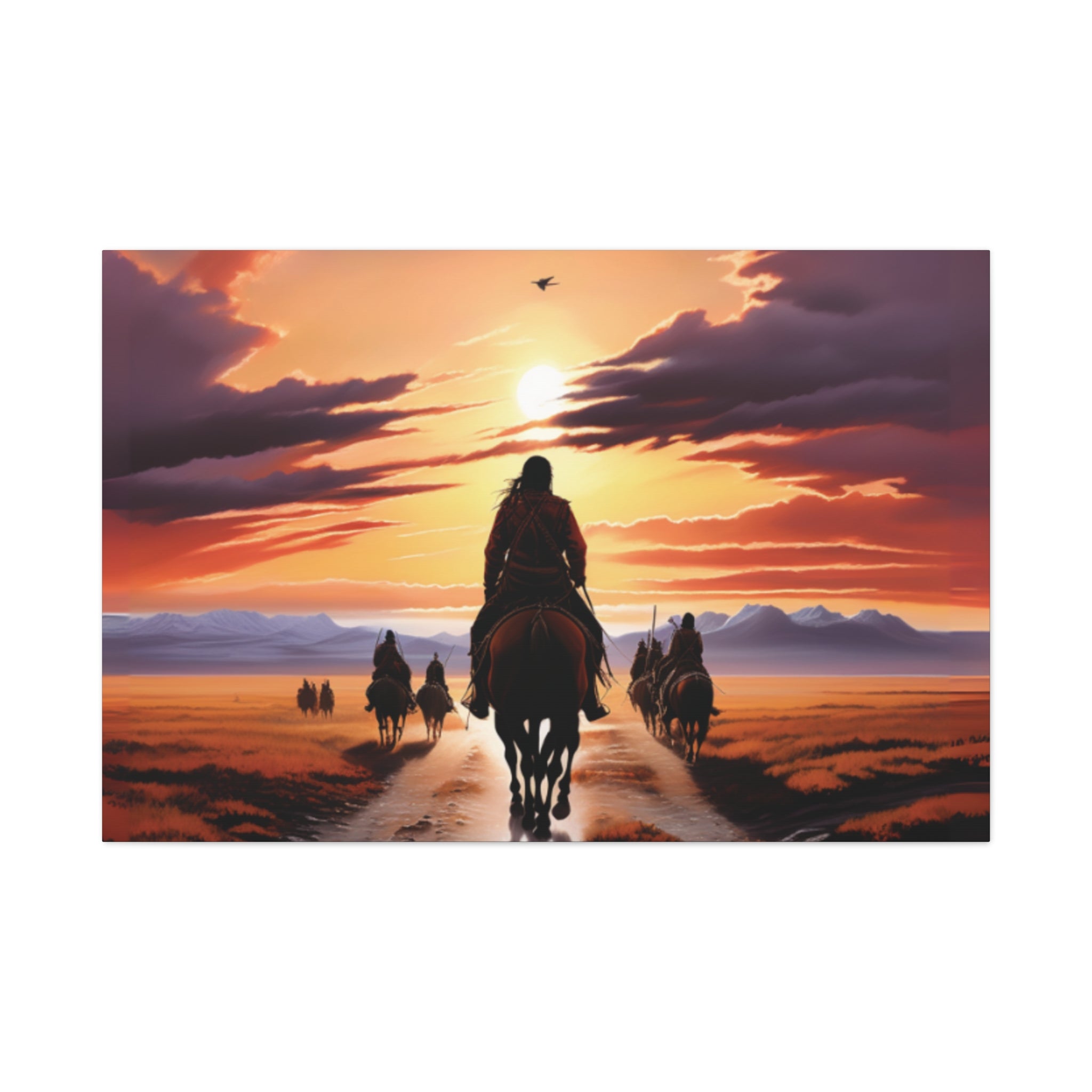 Sunset Horse Riding Canvas Art, Equestrian Home Decor, Wall Art, Western Art, Nature Lover Gift, Rustic Decor