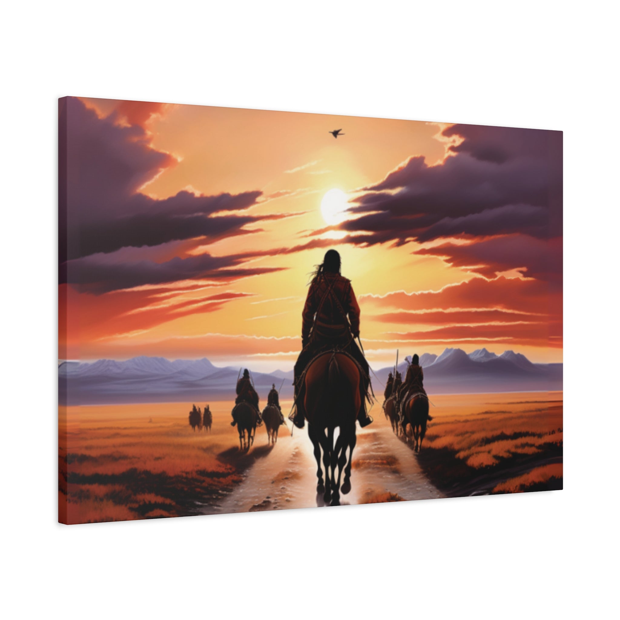 Sunset Horse Riding Canvas Art, Equestrian Home Decor, Wall Art, Western Art, Nature Lover Gift, Rustic Decor