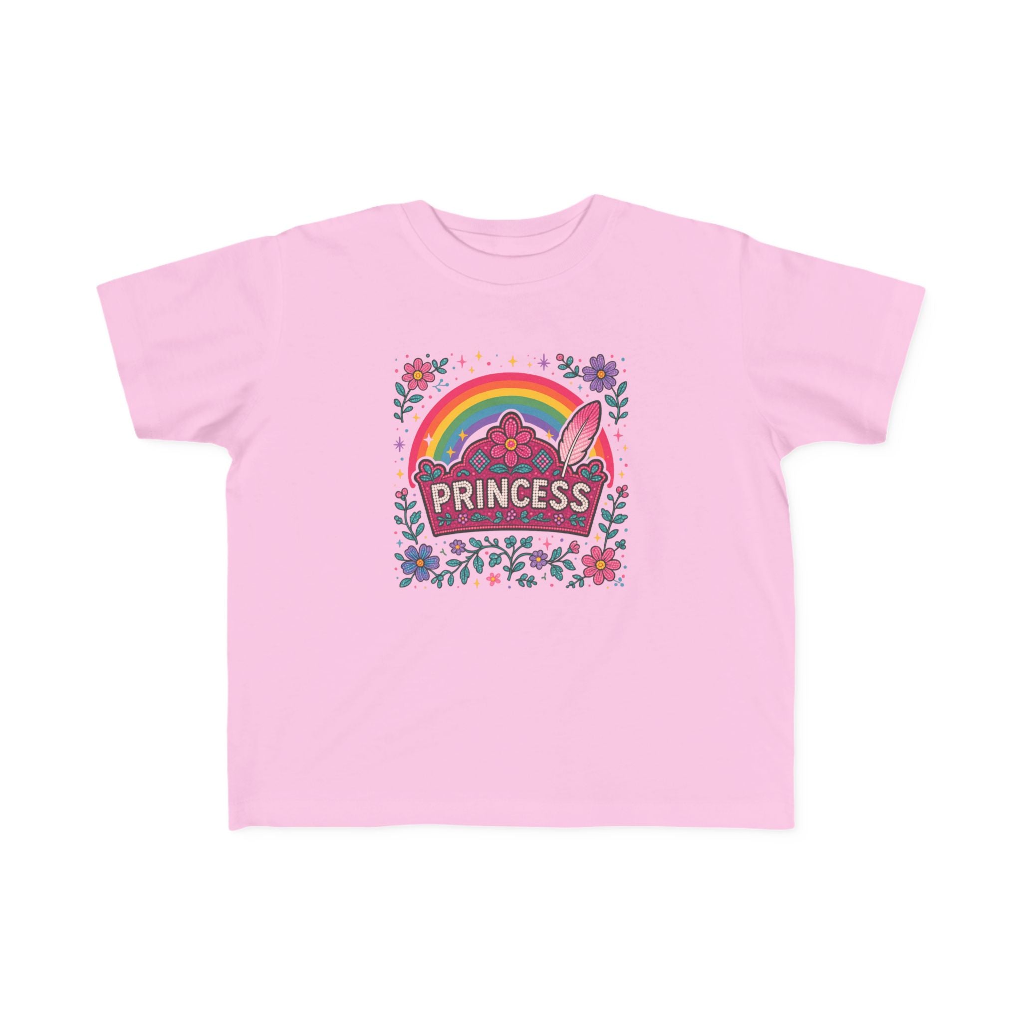 Toddler Princess Rainbow Tee — "Princess" Floral Graphic T-Shirt