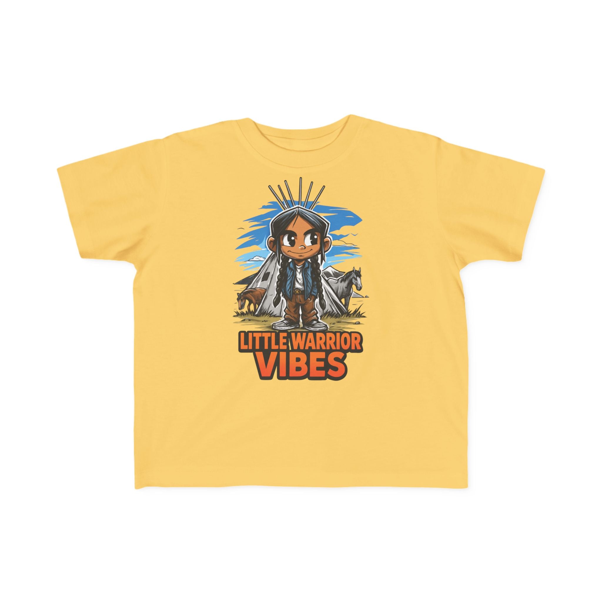 Little Warrior Vibes Toddler Tee — Cute Native-Inspired Character Shirt for Kids