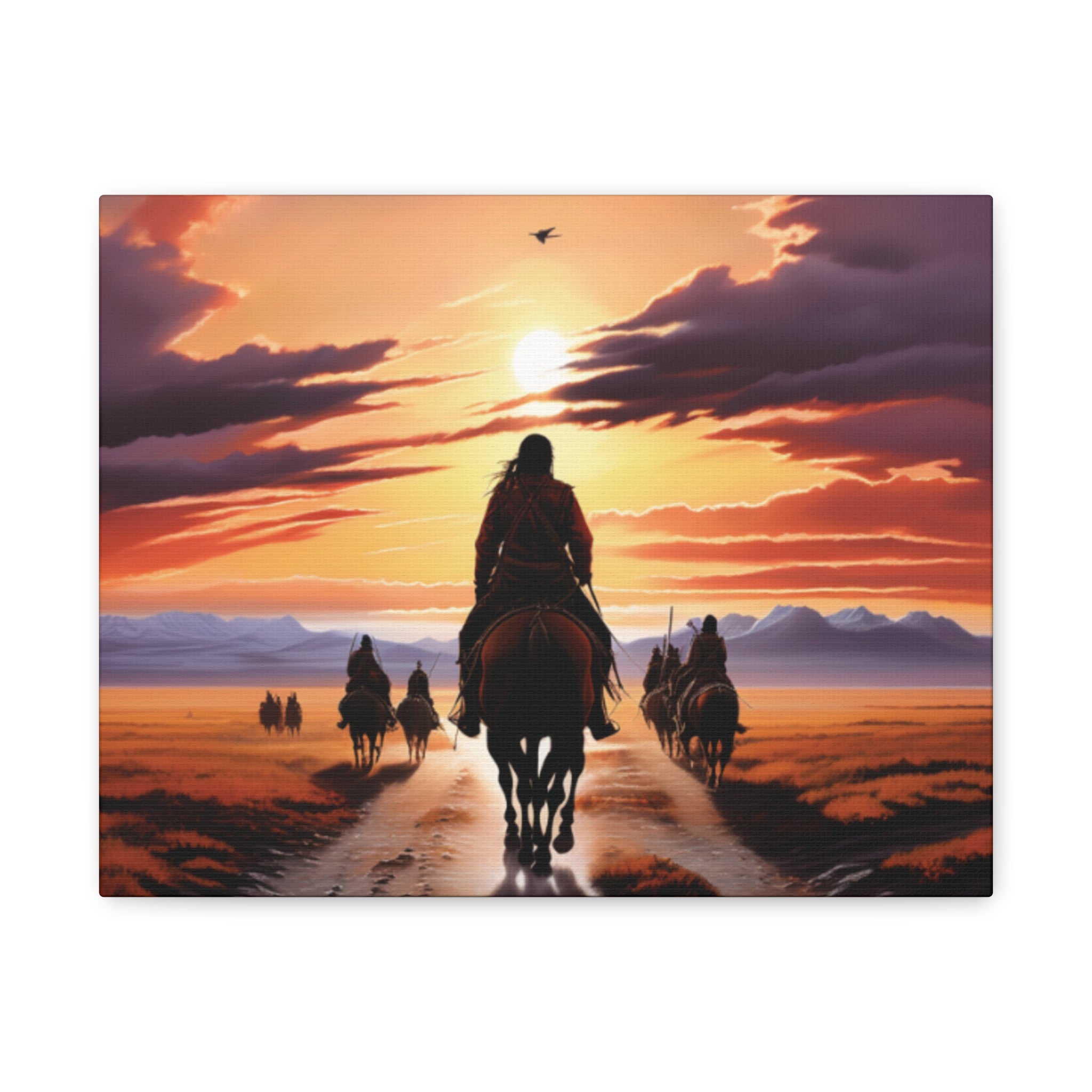 Sunset Horse Riding Canvas Art, Equestrian Home Decor, Wall Art, Western Art, Nature Lover Gift, Rustic Decor