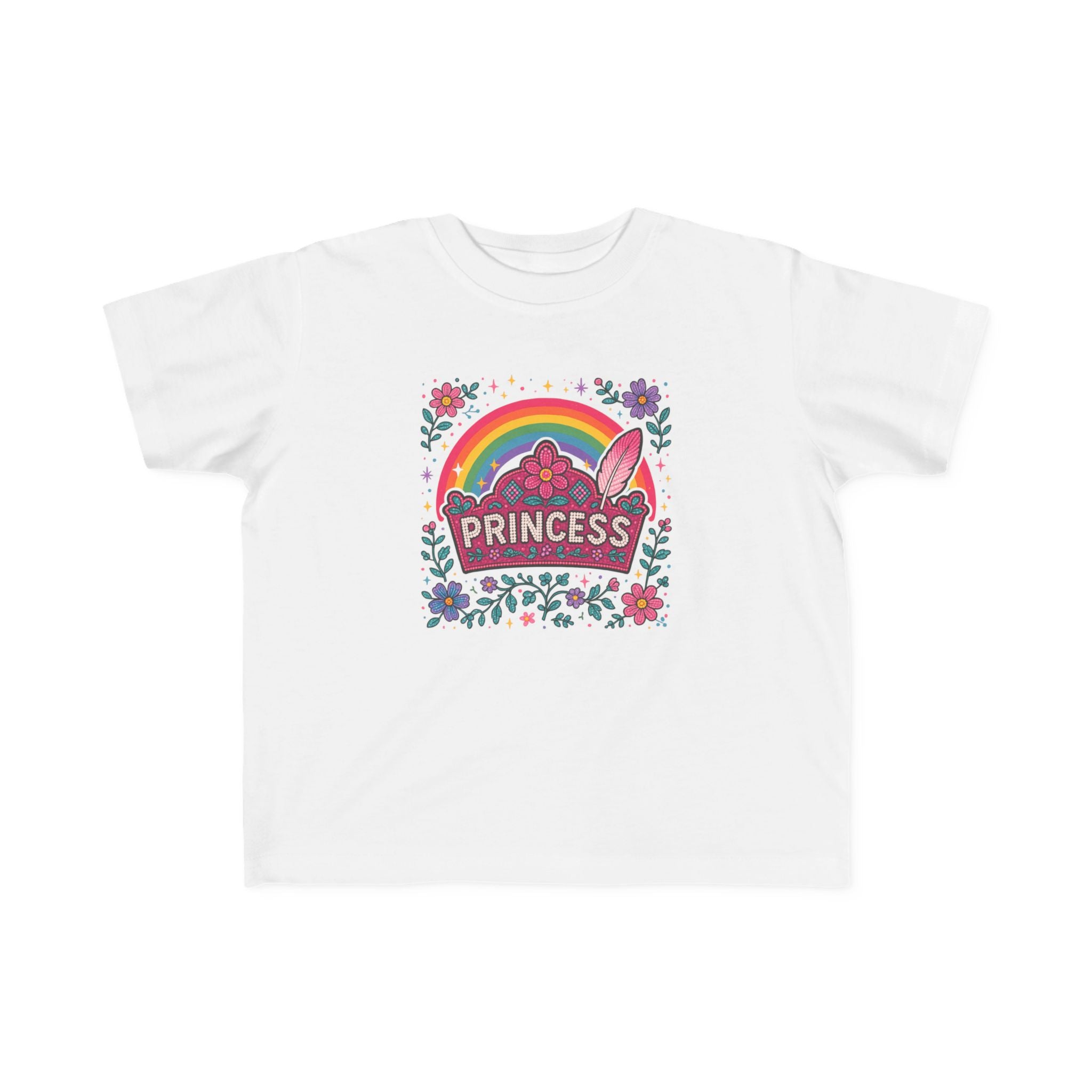 Toddler Princess Rainbow Tee — "Princess" Floral Graphic T-Shirt