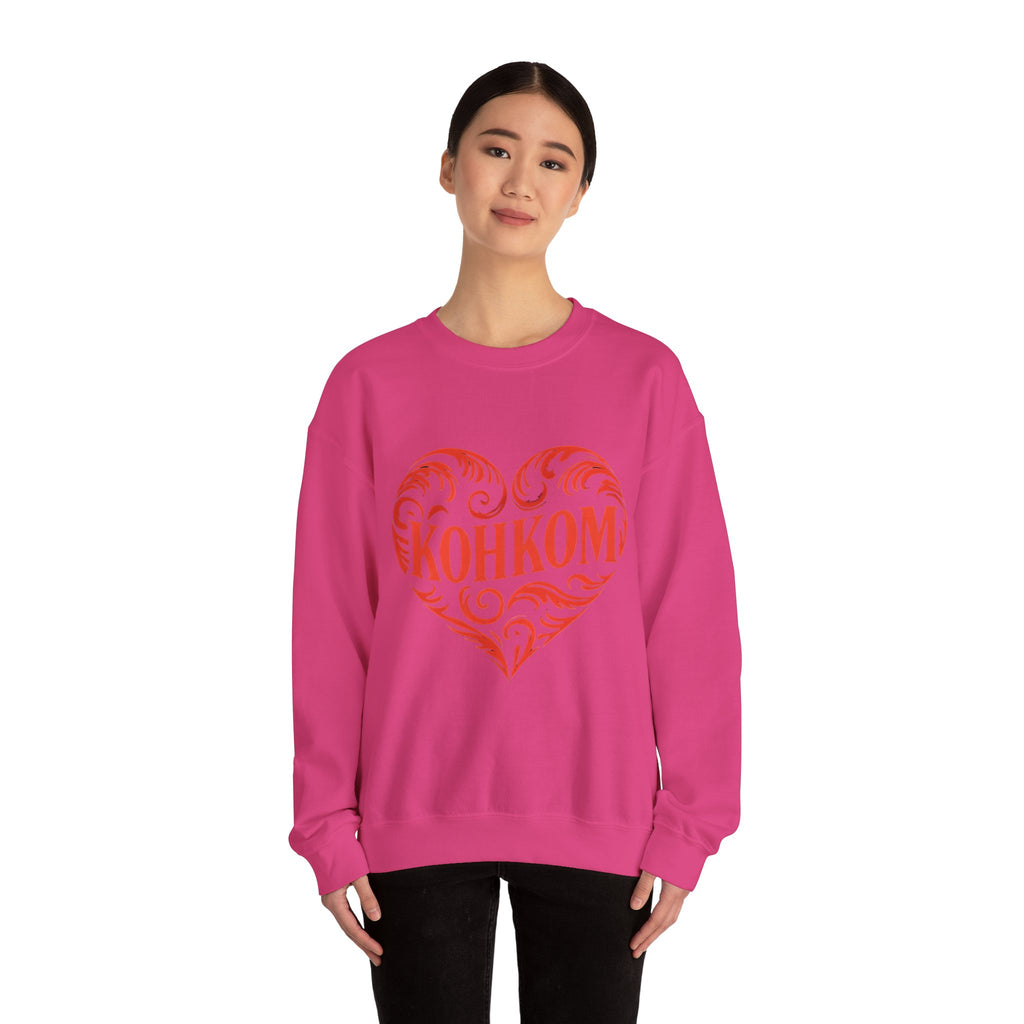 KOHKOM Heart Crewneck Sweatshirt — Floral Tribal Grandma Gift