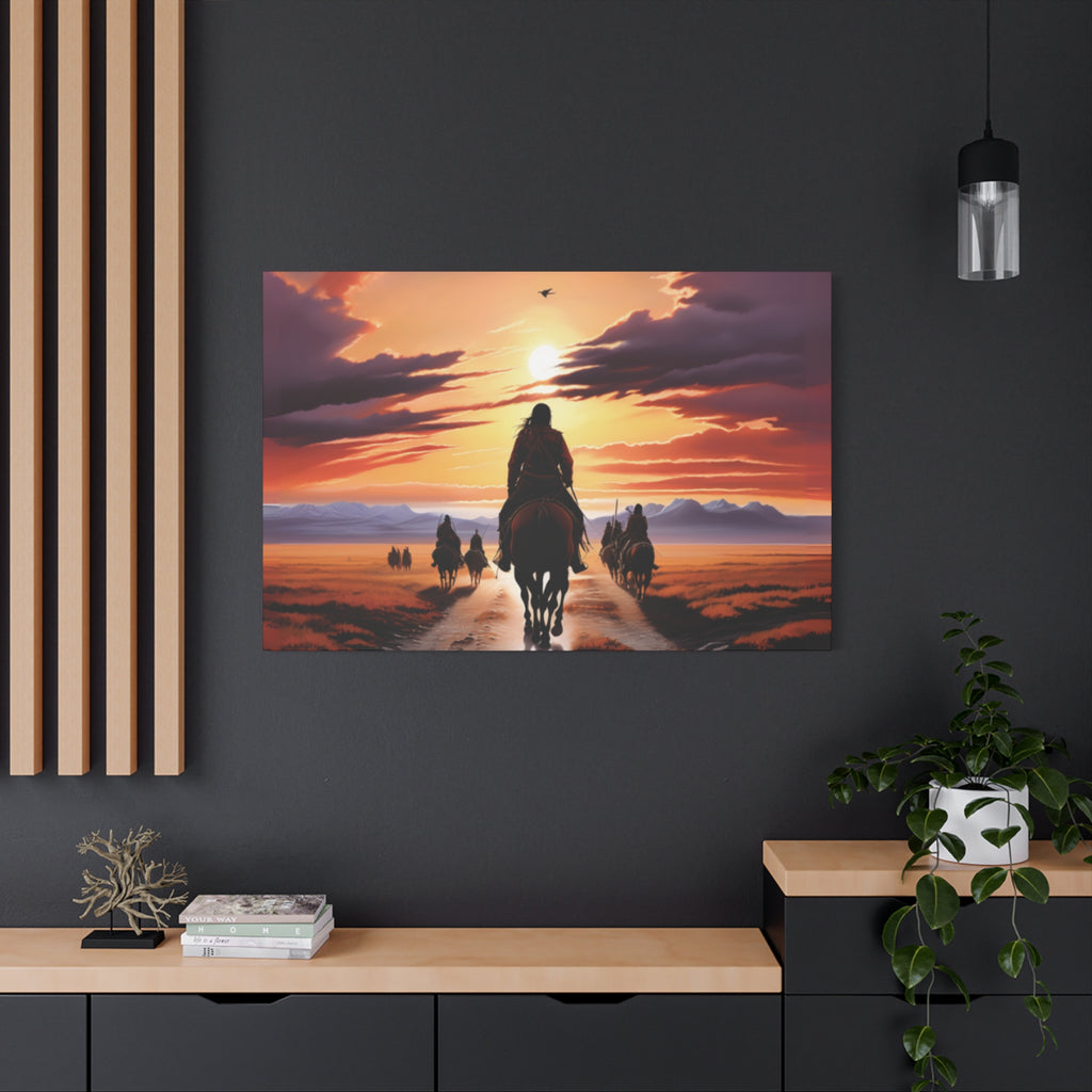 Sunset Horse Riding Canvas Art, Equestrian Home Decor, Wall Art, Western Art, Nature Lover Gift, Rustic Decor