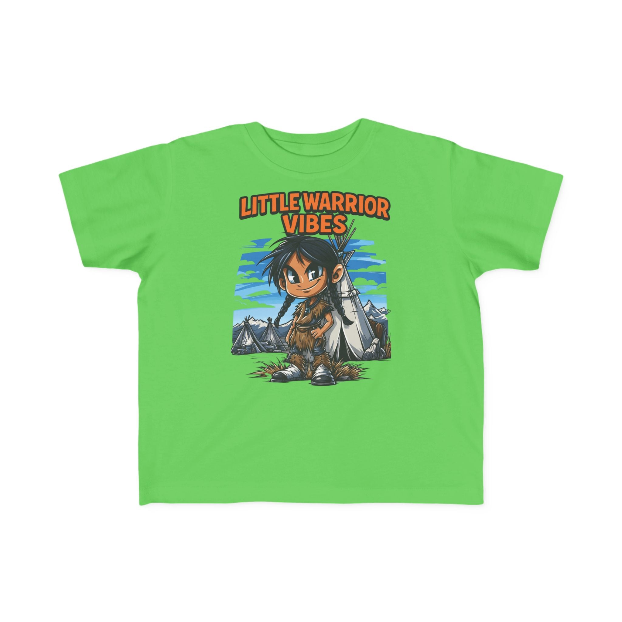 Toddler T‑Shirt — "Little Warrior Vibes" Cute Cartoon Tribal Adventure Tee