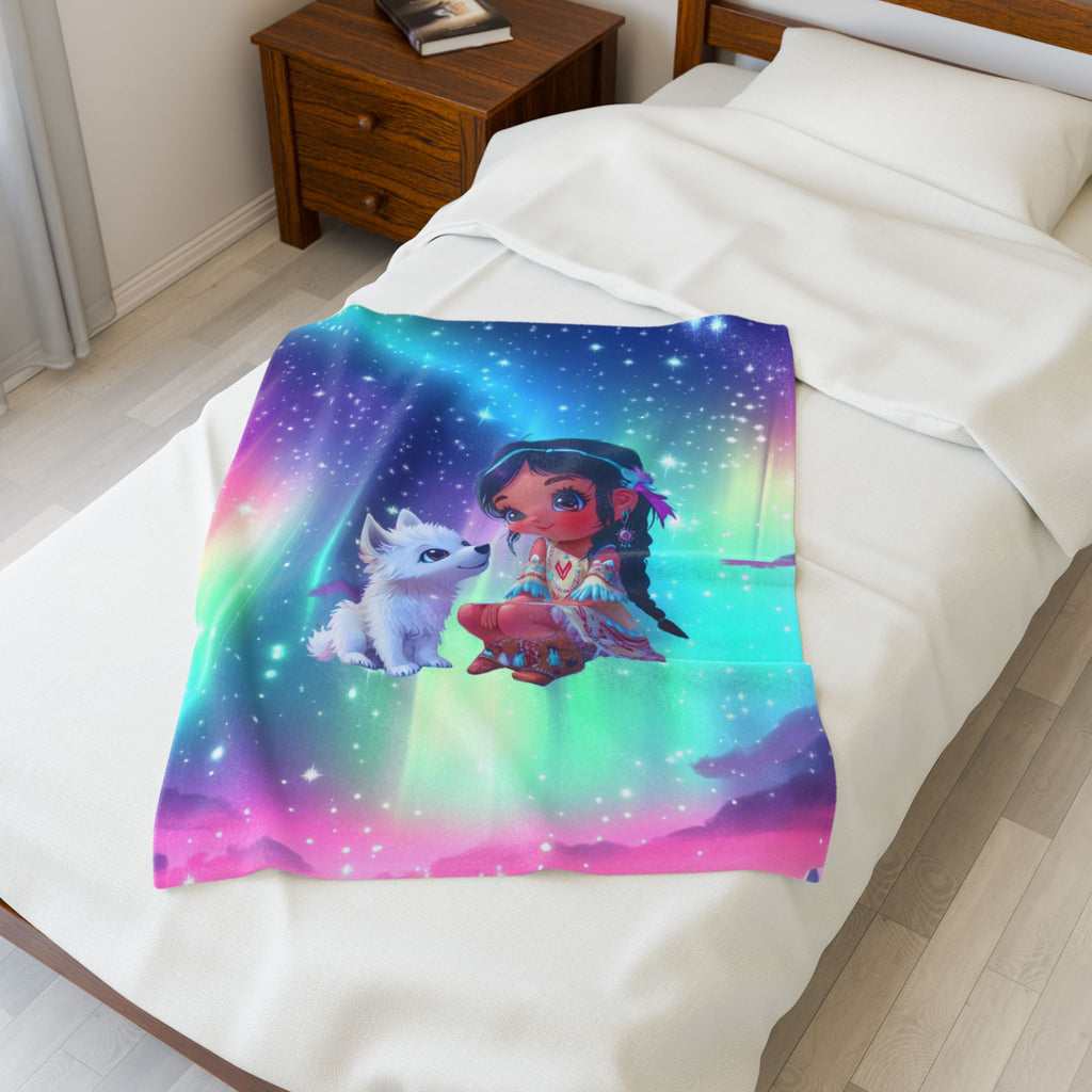 Blue Thunder Woman Velveteen Plush Blanket | Cozy Art Blanket