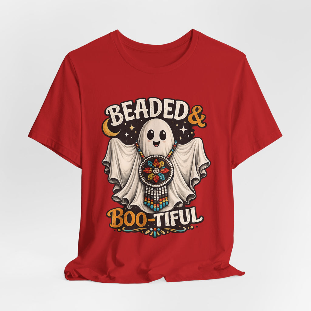Beaded & Boo-tiful Ghost Tee — Halloween Costume Beadwork T‑Shirt